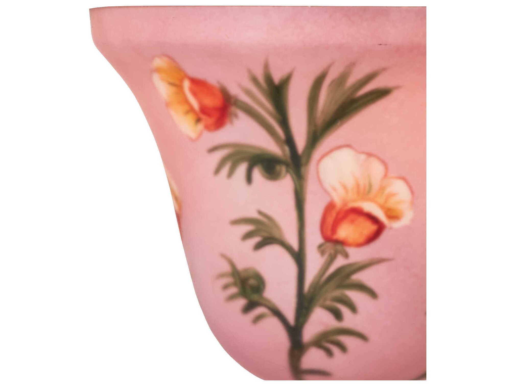 Meyda Bell Flower Hand Painted Fushia Glass Shade