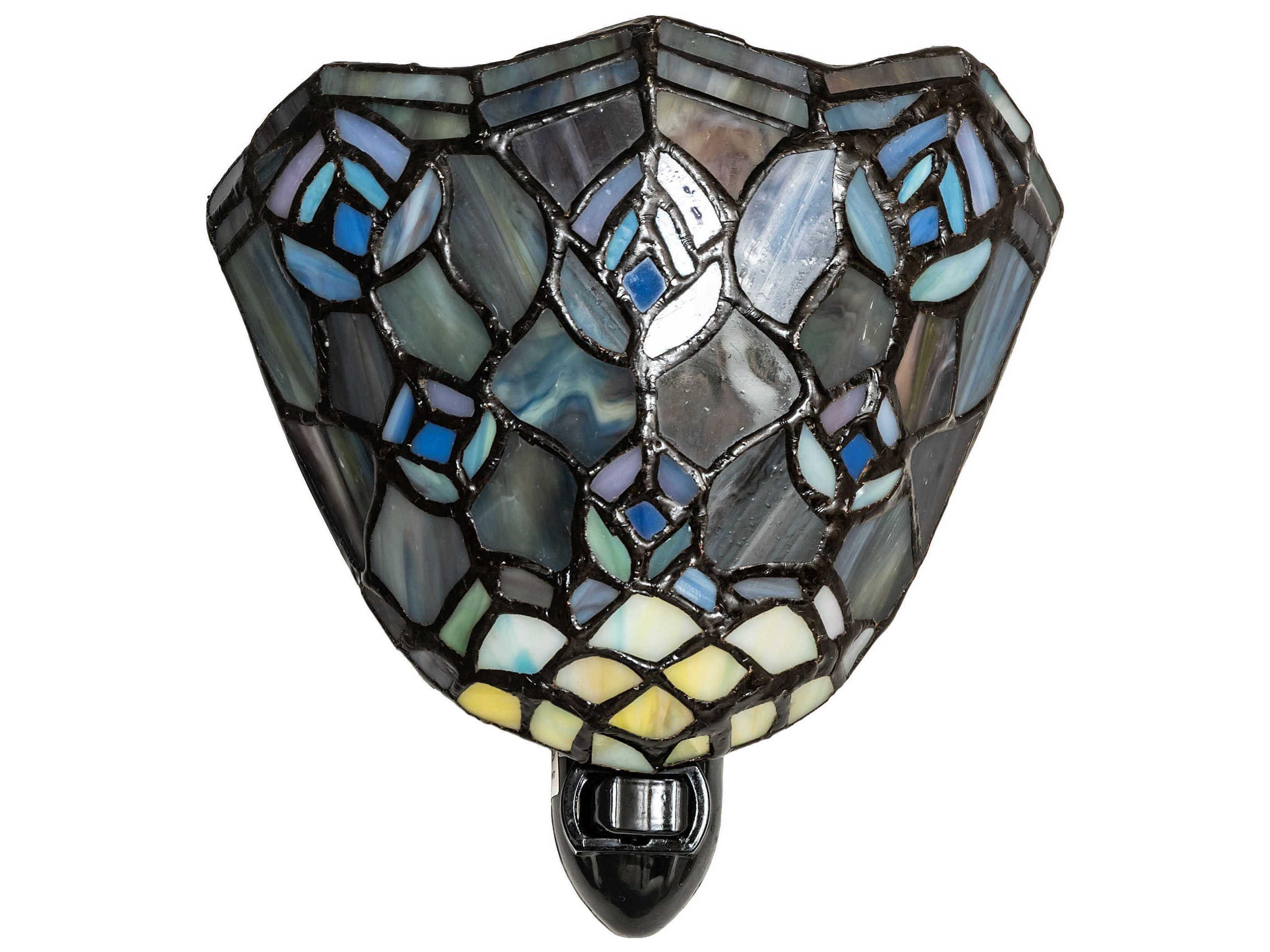 Meyda Tiffany Peacock Feather 1-Light Blue Glass Wall Sconce