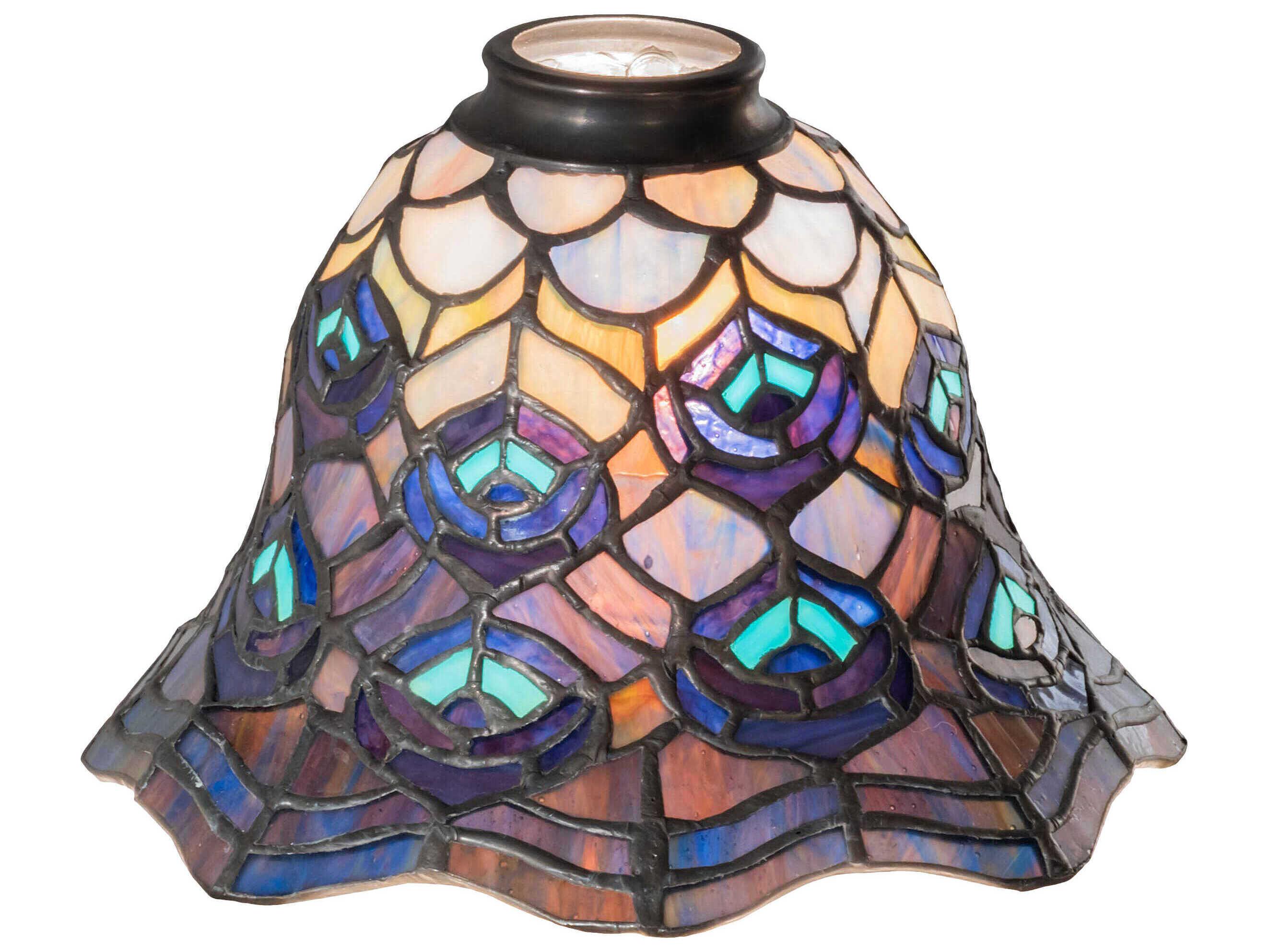 Meyda Mauve / Green / Blue / Violet 8" Tiffany Peacock Feather Shade