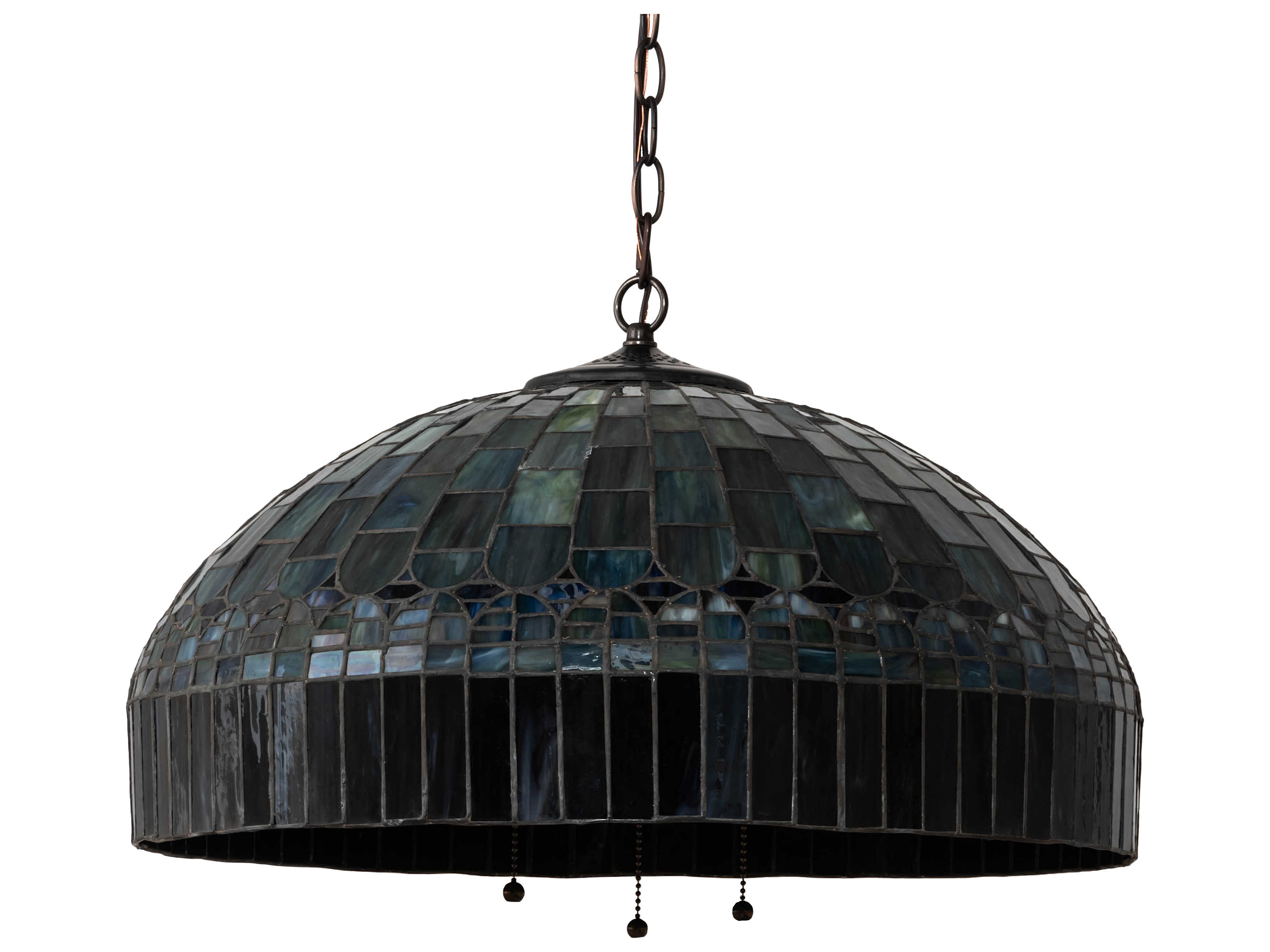 Meyda Tiffany Candice 3-Light Mahogany Bronze Glass Dome Geometric Pendant
