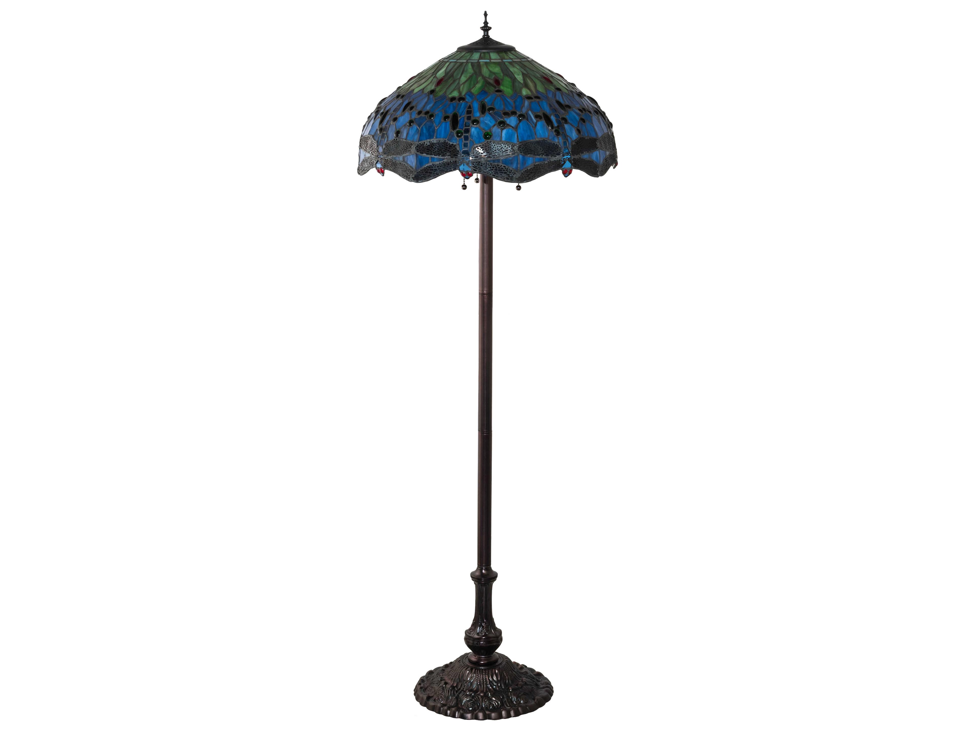 Meyda Tiffany Hanginghead Dragonfly Glass Mahogany Bronze Floor Lamp