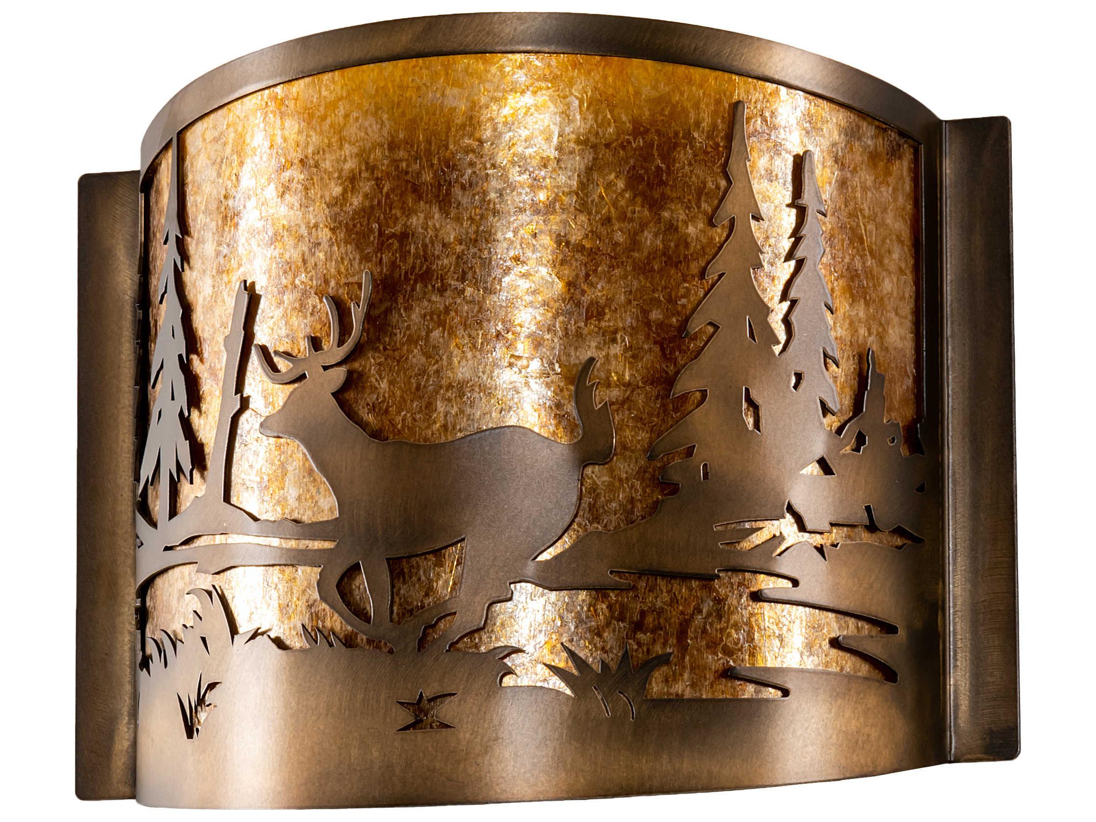 Meyda Deer At Lake 1-Light Antique Copper Wall Sconce