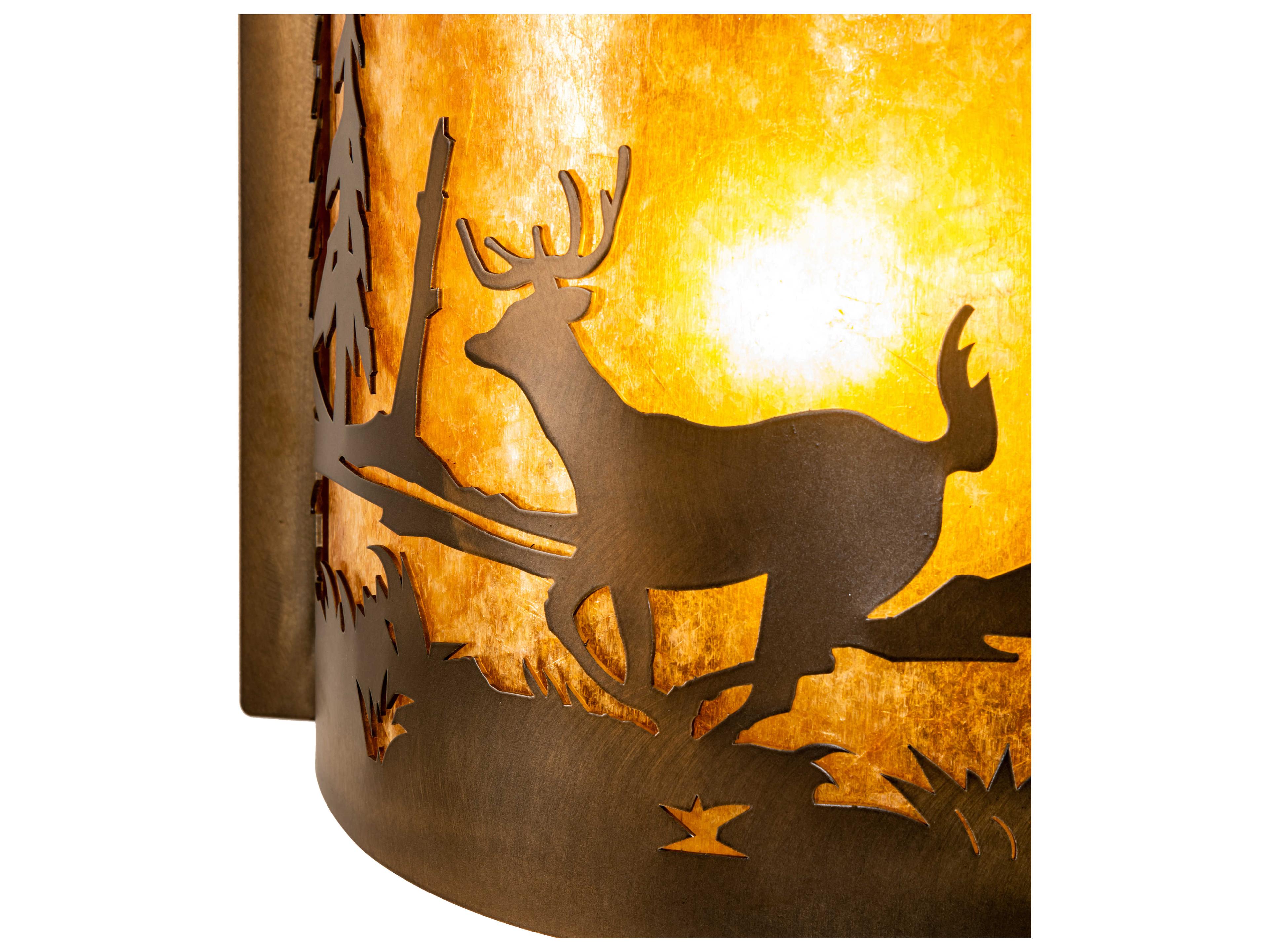 Meyda Deer At Lake 1-Light Antique Copper Wall Sconce