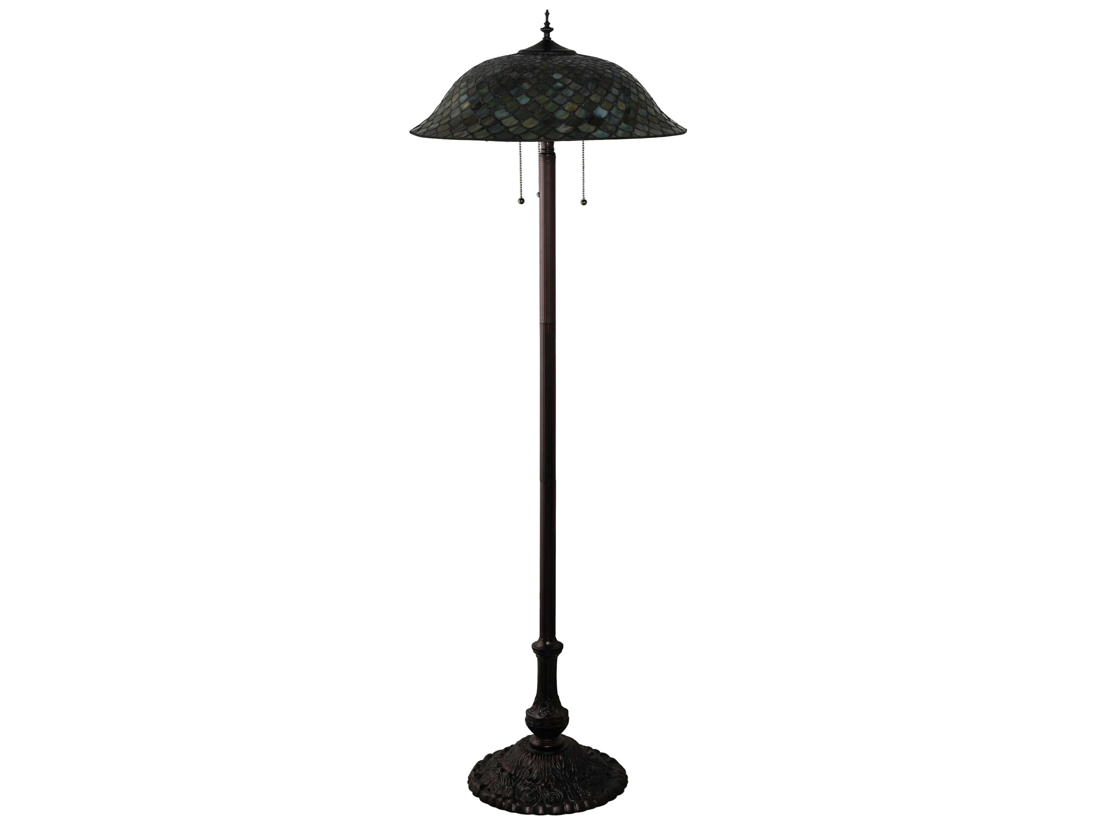 Meyda Fishscale Glass Tiffany Mahogany Bronze Floor Lamp