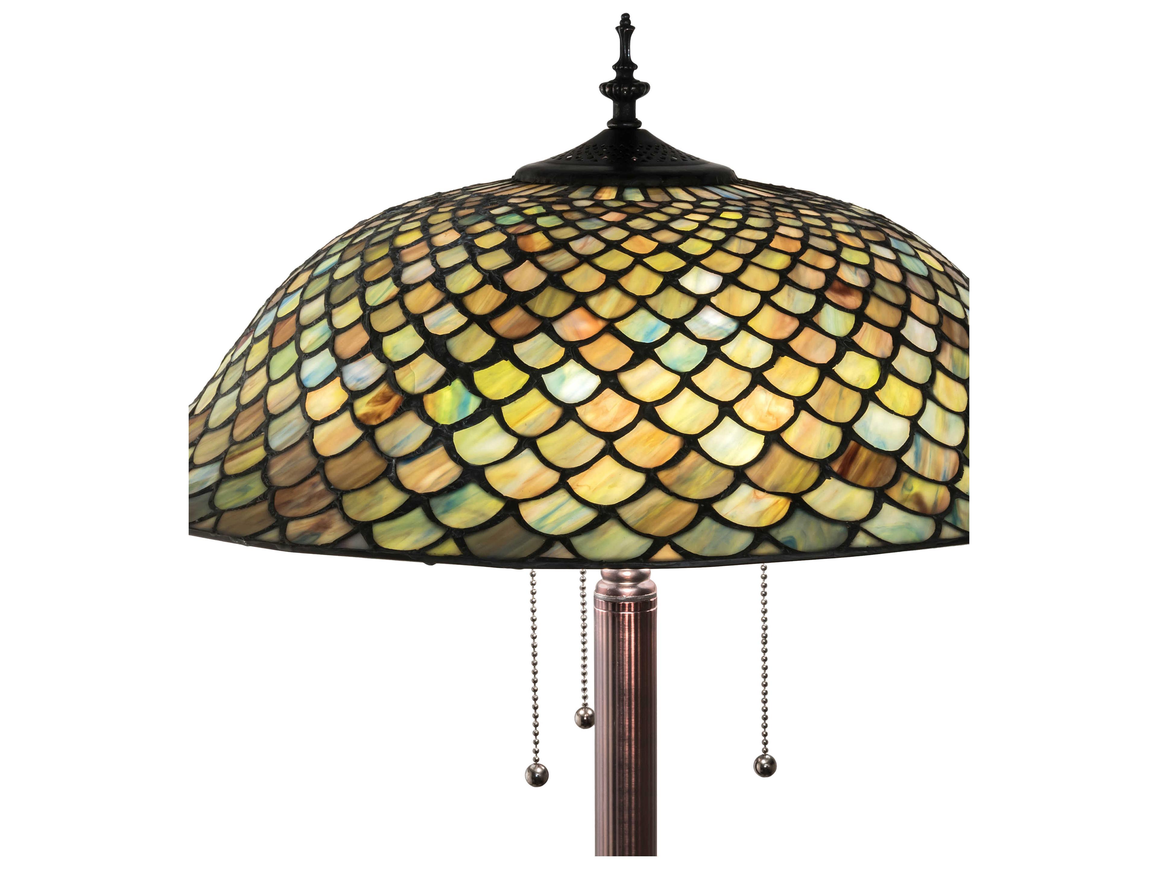 Meyda Fishscale Glass Tiffany Mahogany Bronze Floor Lamp