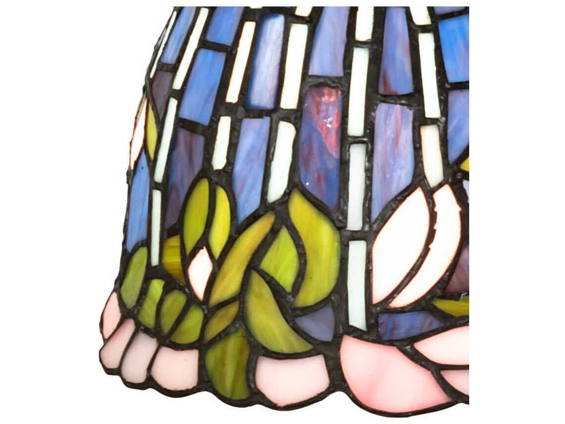 Meyda Flowering Lotus 1-Light Mahogany Bronze Glass Tiffany Bell Mini Pendant