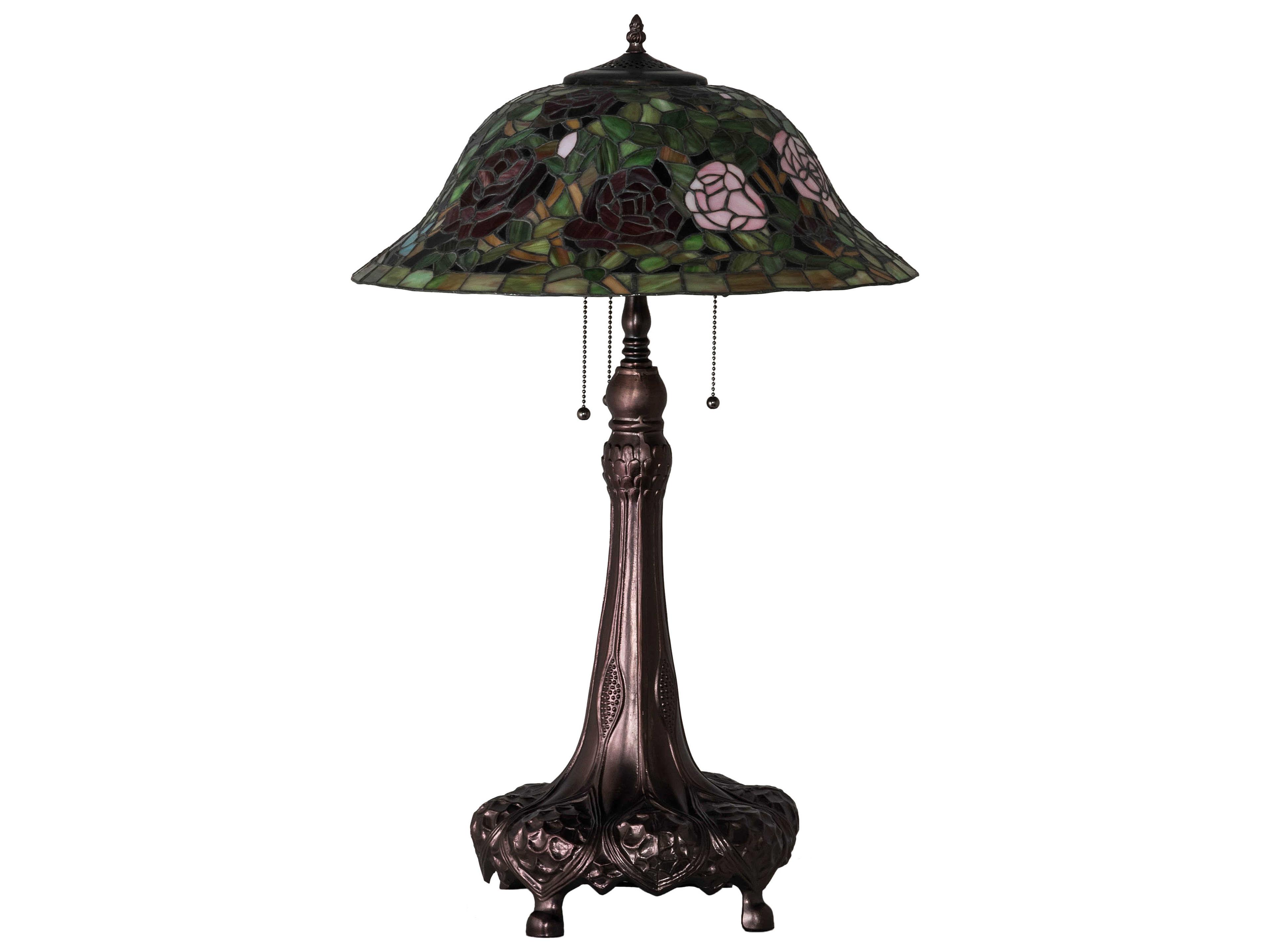 Meyda Tiffany Rosebush Glass Mahogany Bronze Buffet Lamp