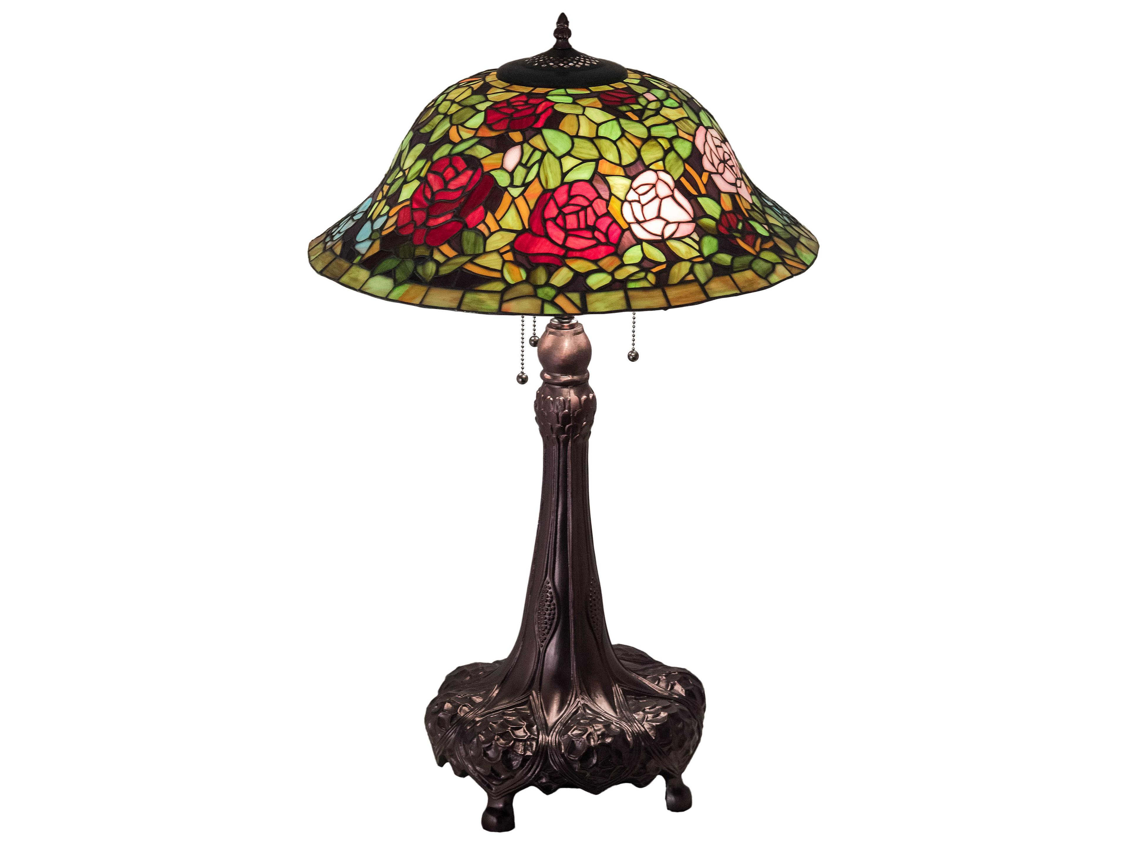 Meyda Tiffany Rosebush Glass Mahogany Bronze Buffet Lamp