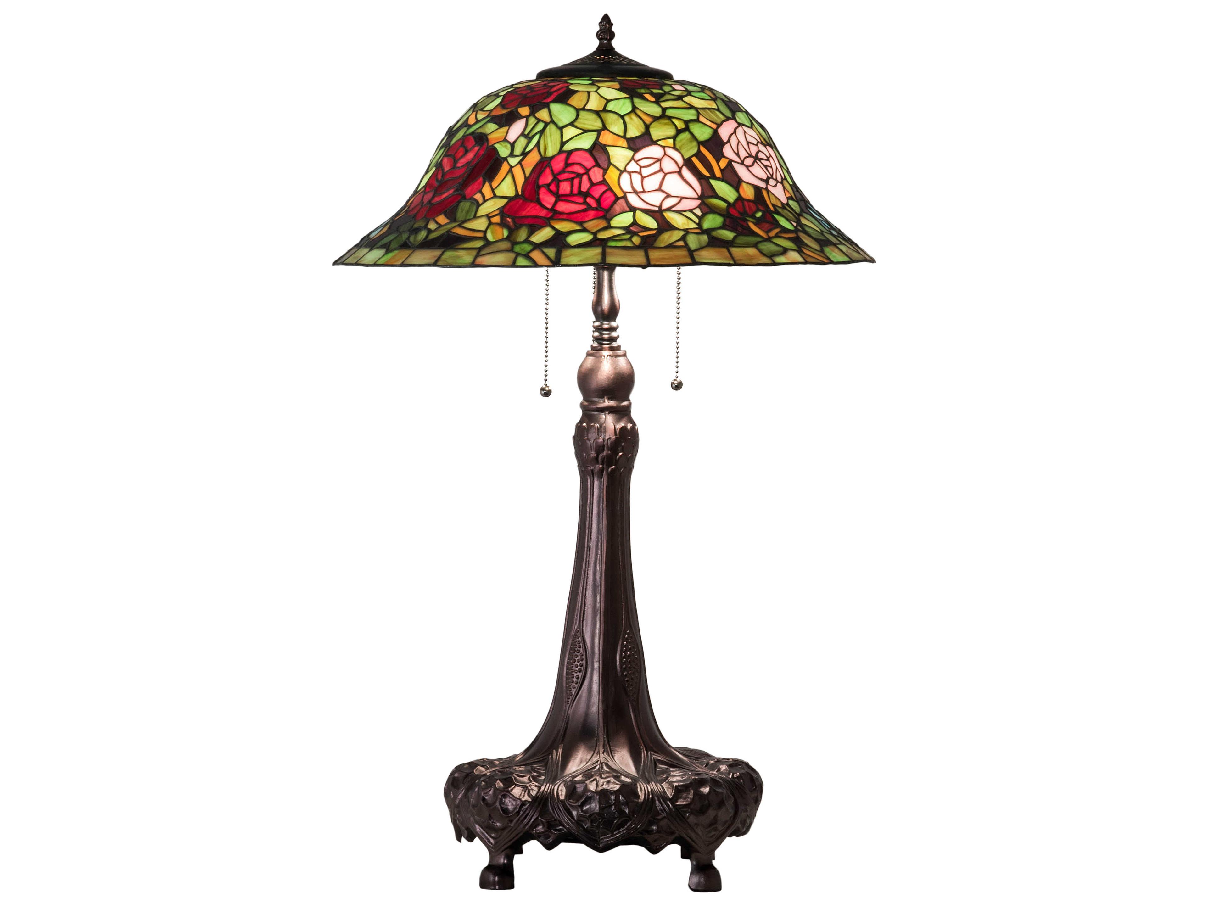 Meyda Tiffany Rosebush Glass Mahogany Bronze Buffet Lamp