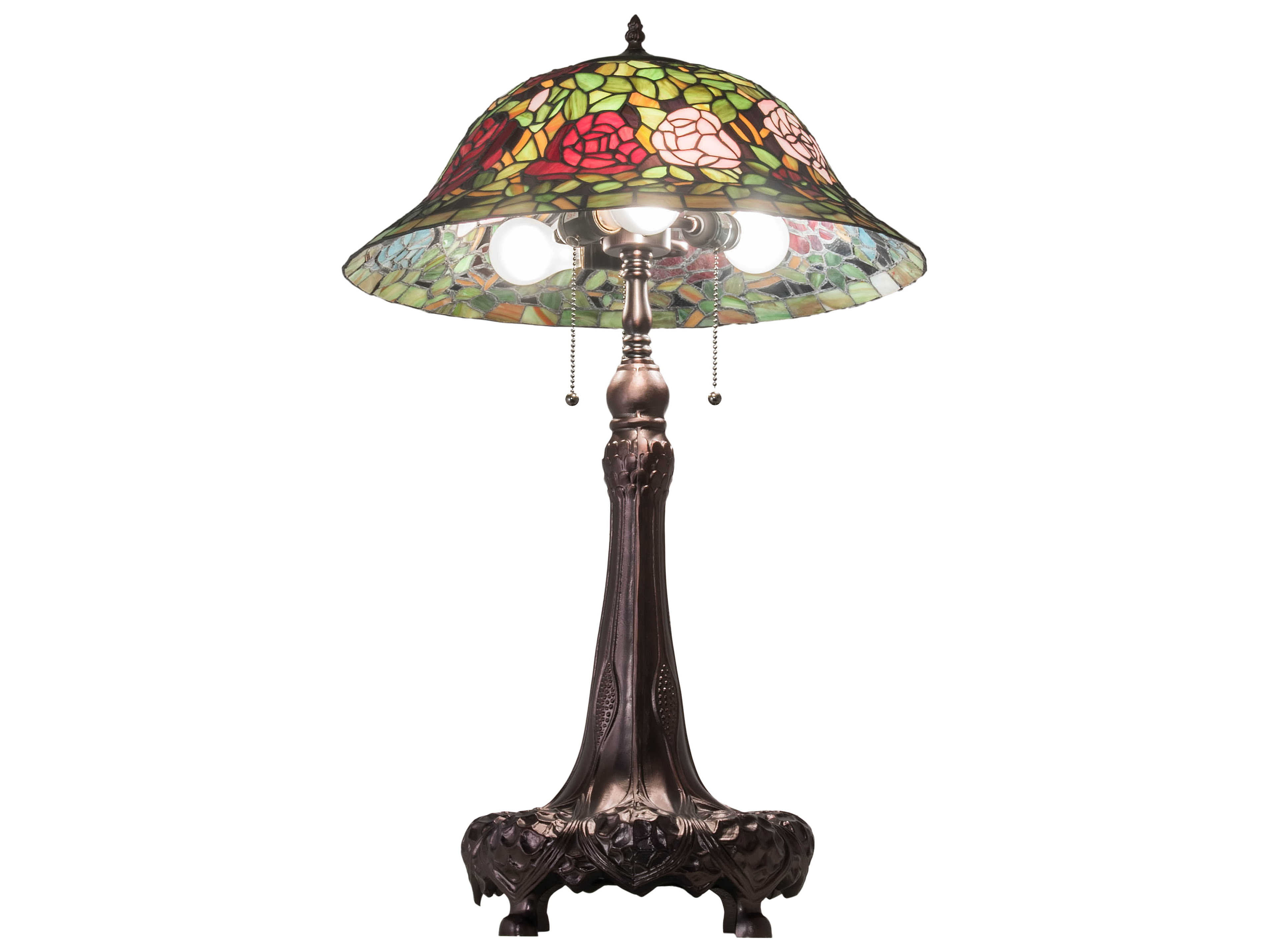 Meyda Tiffany Rosebush Glass Mahogany Bronze Buffet Lamp