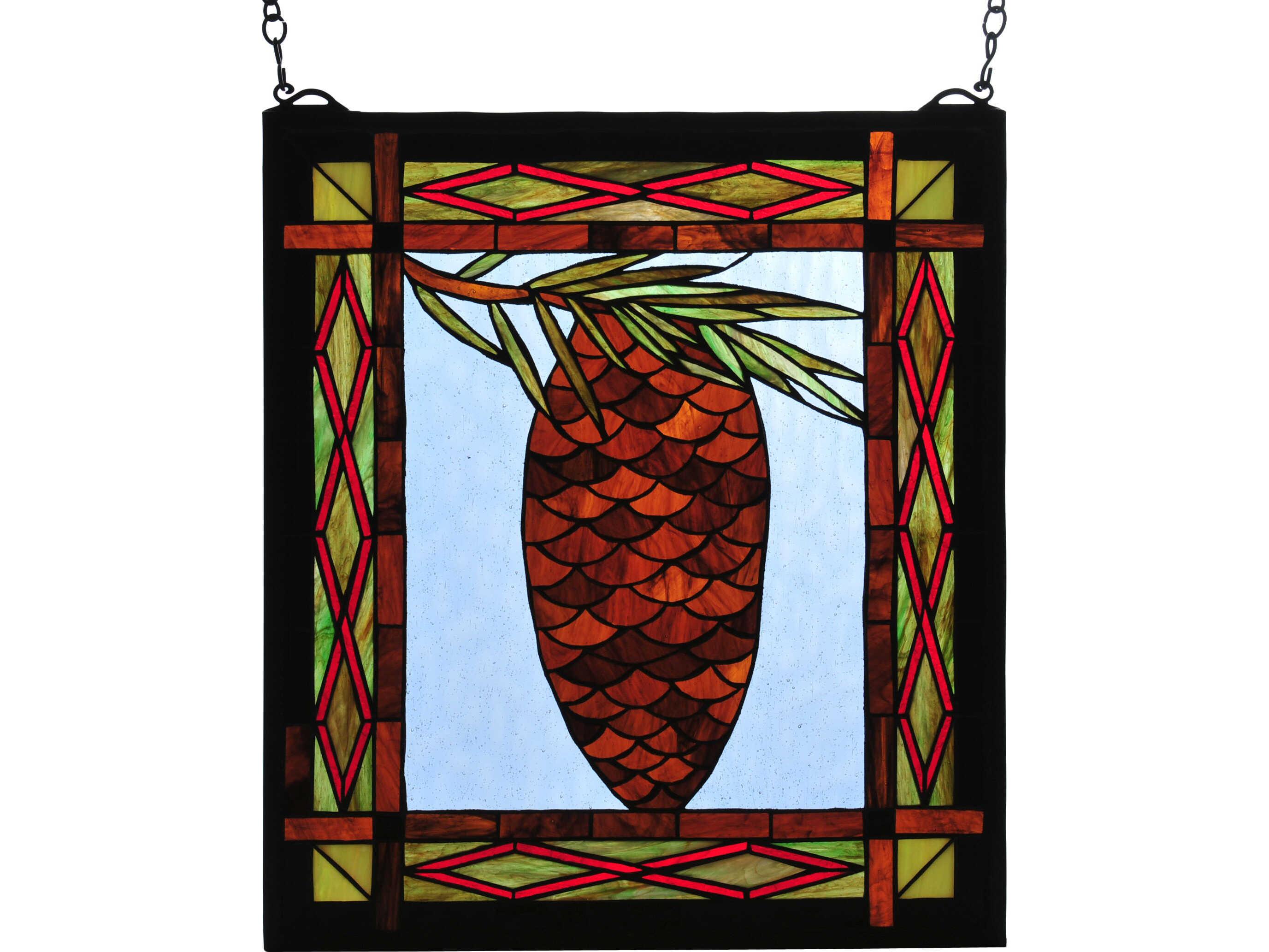 Meyda Pinecone-Stained Glass Window