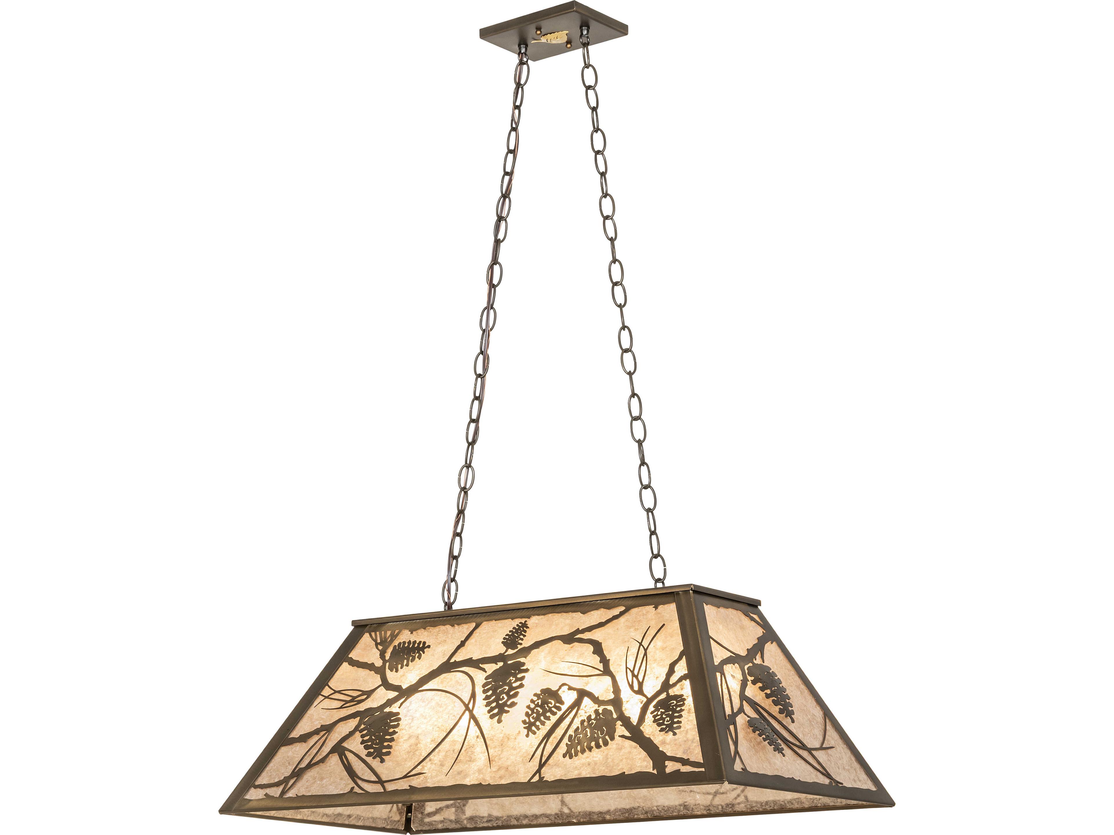 Meyda Whispering Pines 6-Light Silver Mica Copper Traditional Linear Island Pendant