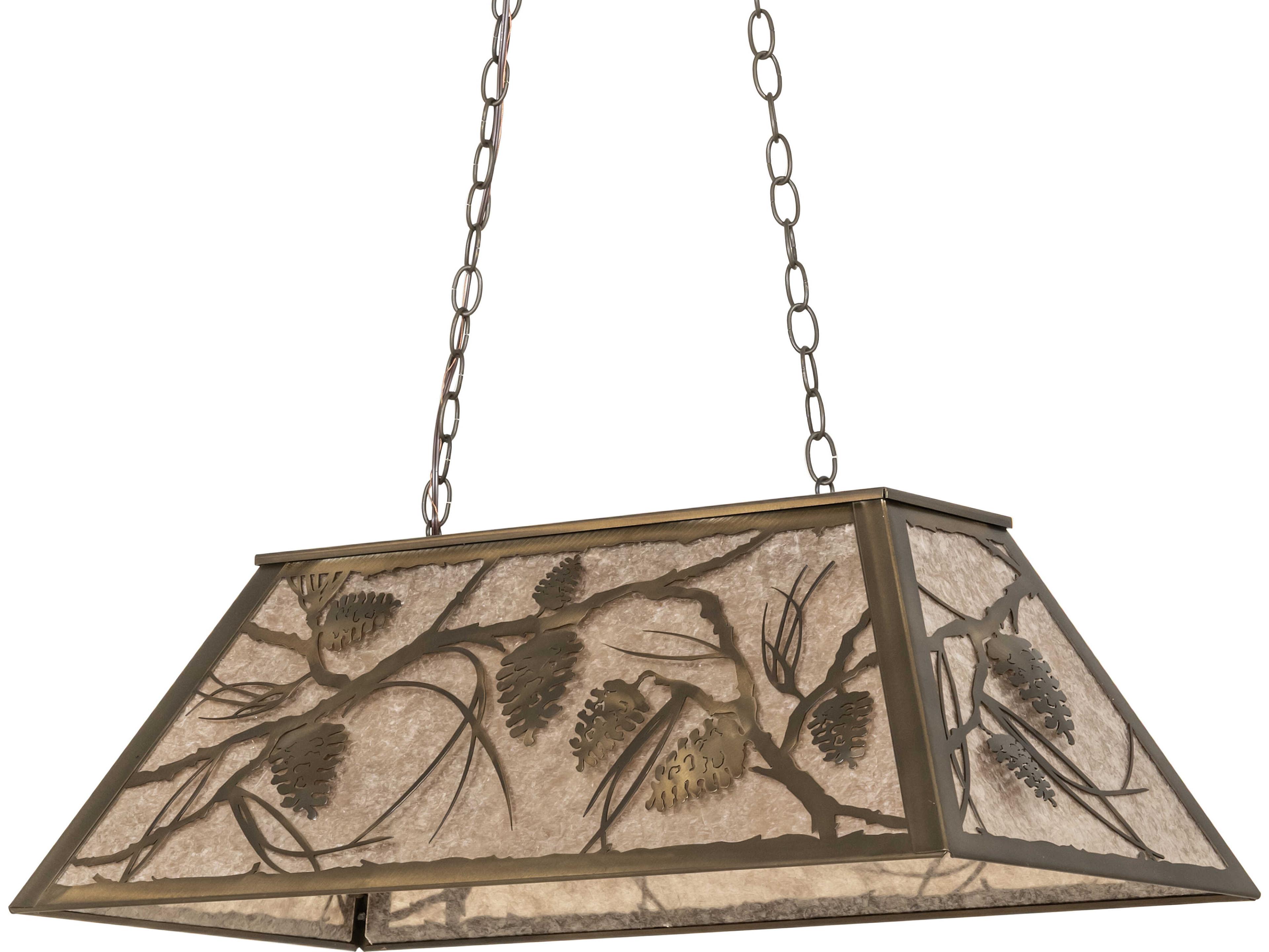 Meyda Whispering Pines 6-Light Silver Mica Copper Traditional Linear Island Pendant