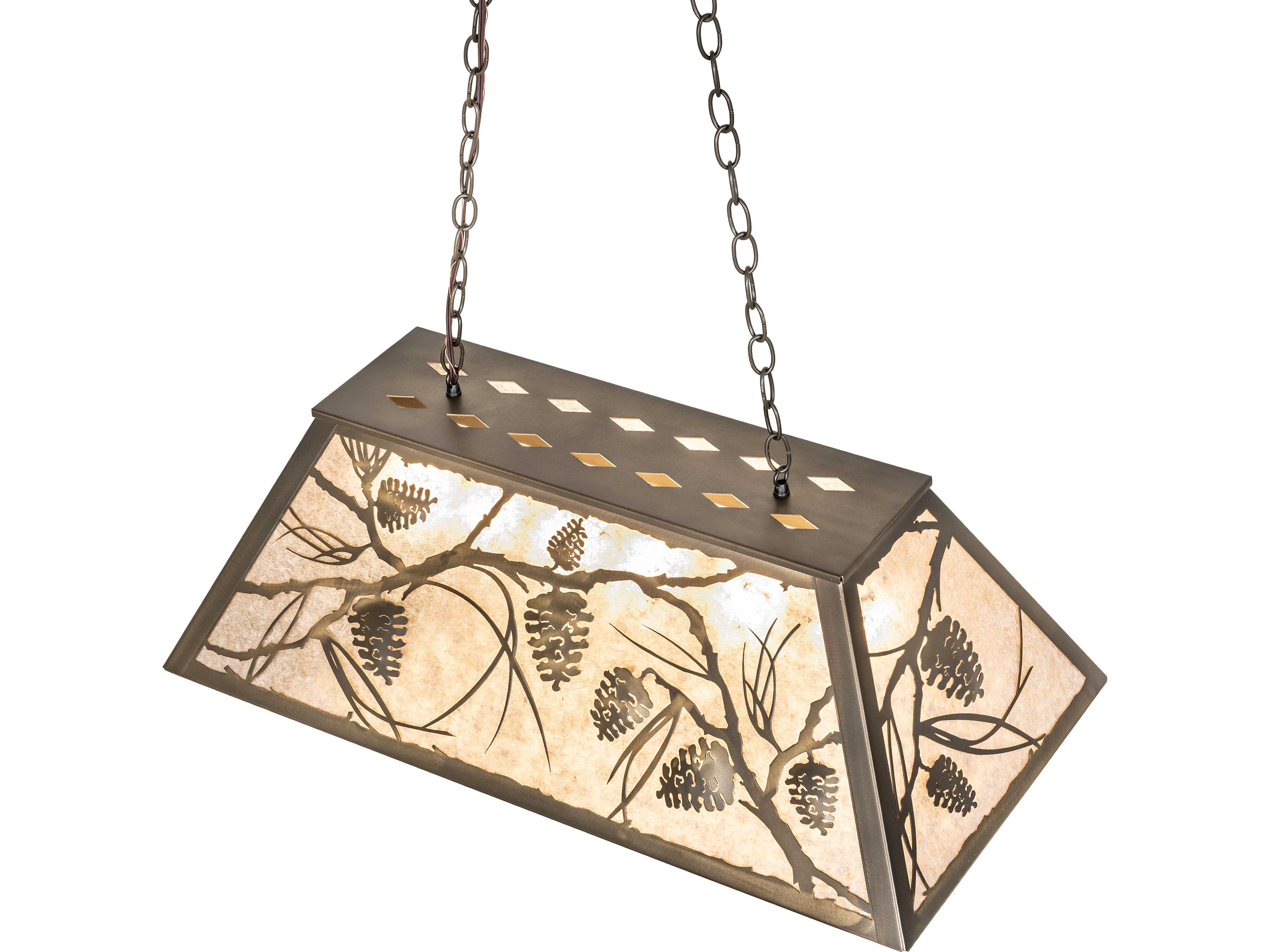 Meyda Whispering Pines 6-Light Silver Mica Copper Traditional Linear Island Pendant