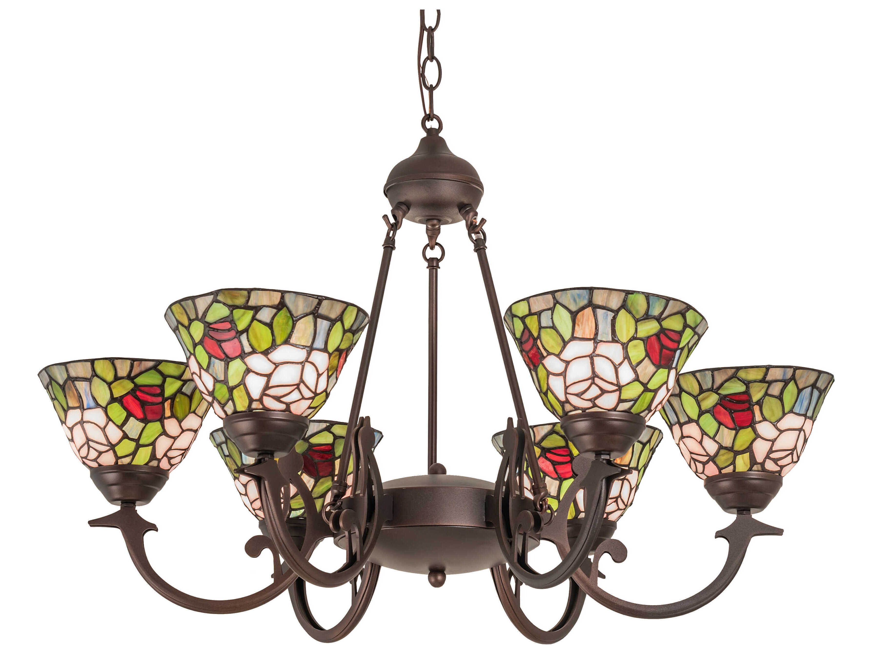 Meyda Tiffany Rosebush 6-Light Blue Glass Bowl Chandelier