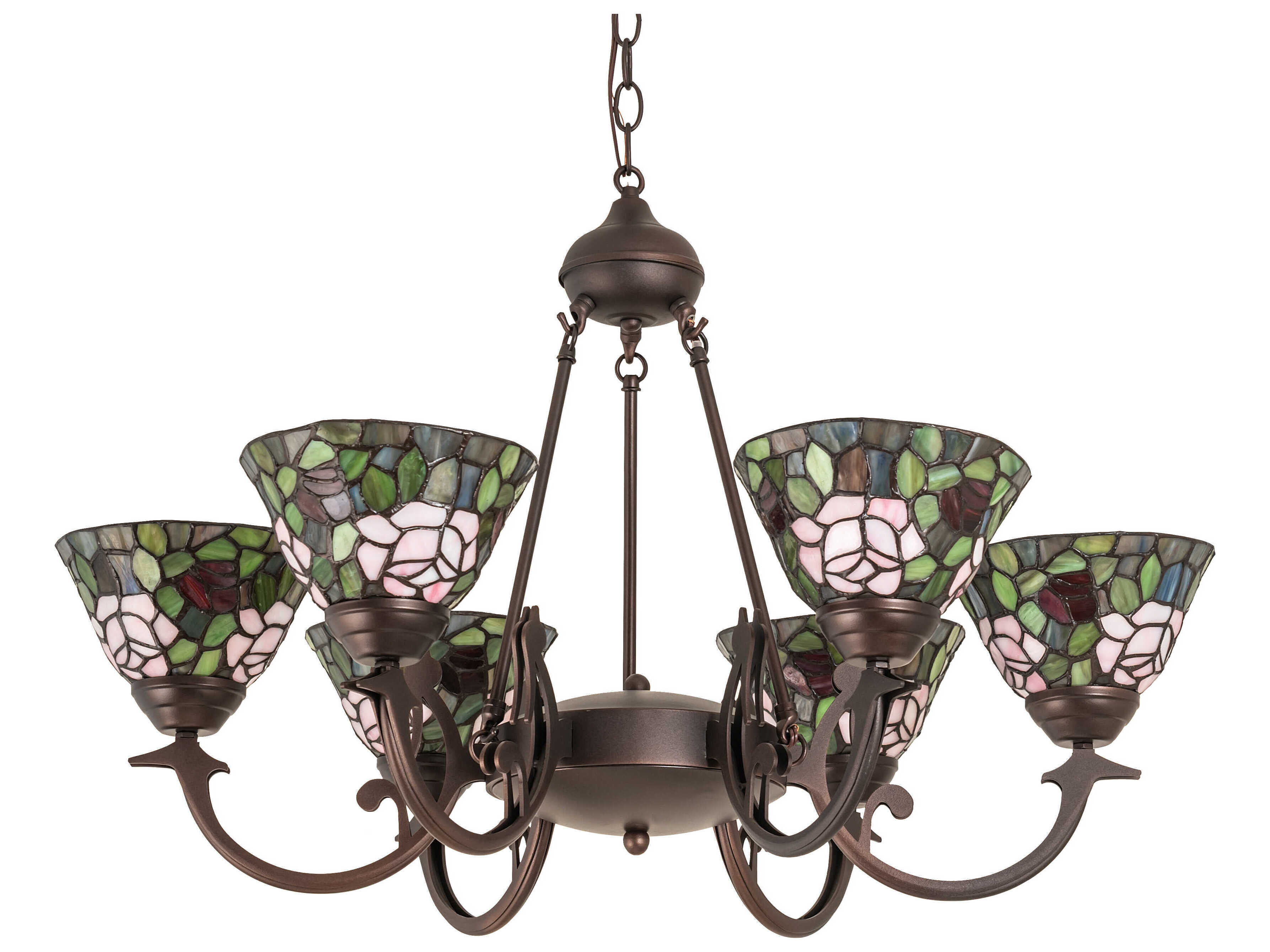 Meyda Tiffany Rosebush 6-Light Blue Glass Bowl Chandelier