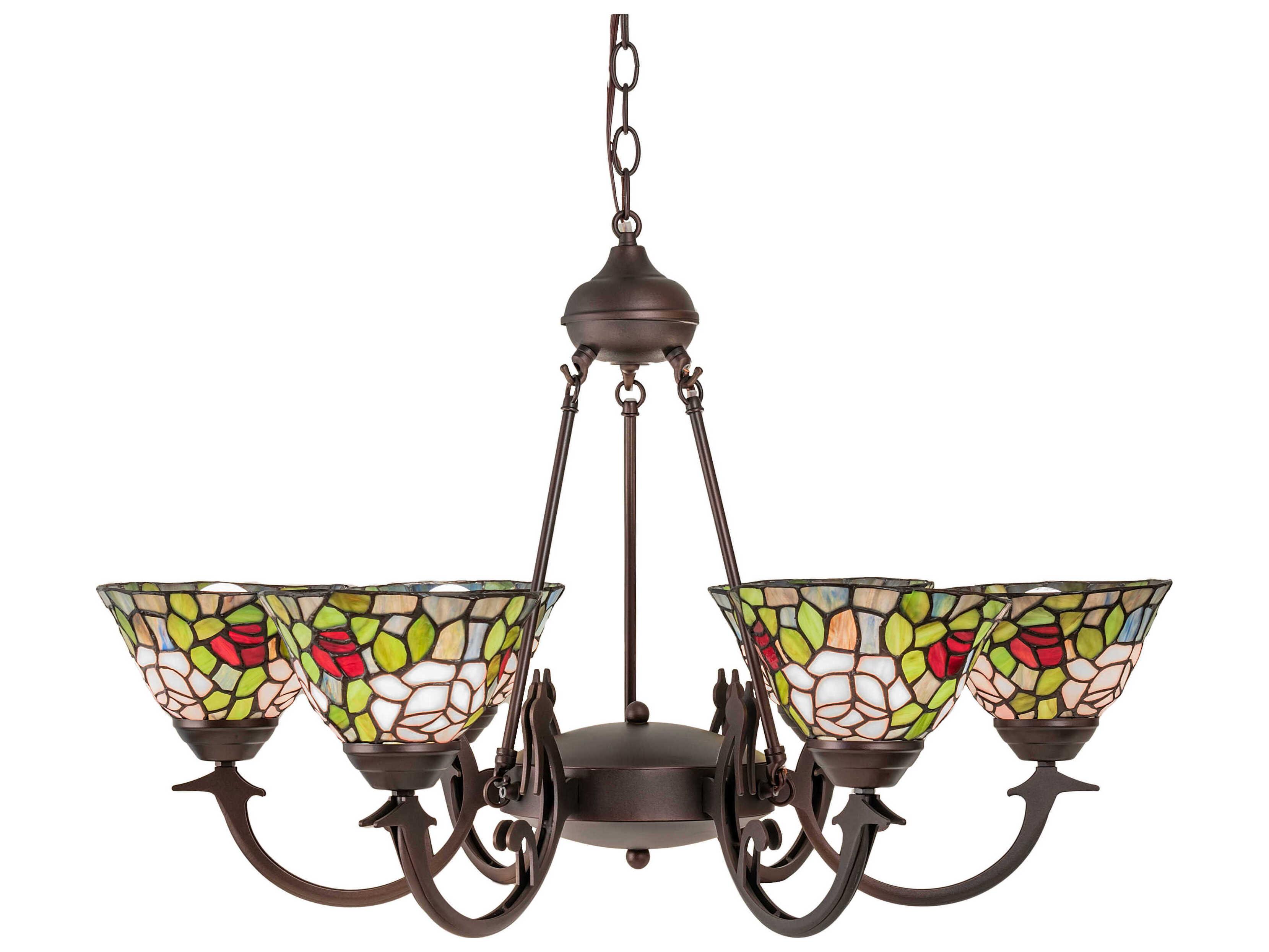 Meyda Tiffany Rosebush 6-Light Blue Glass Bowl Chandelier