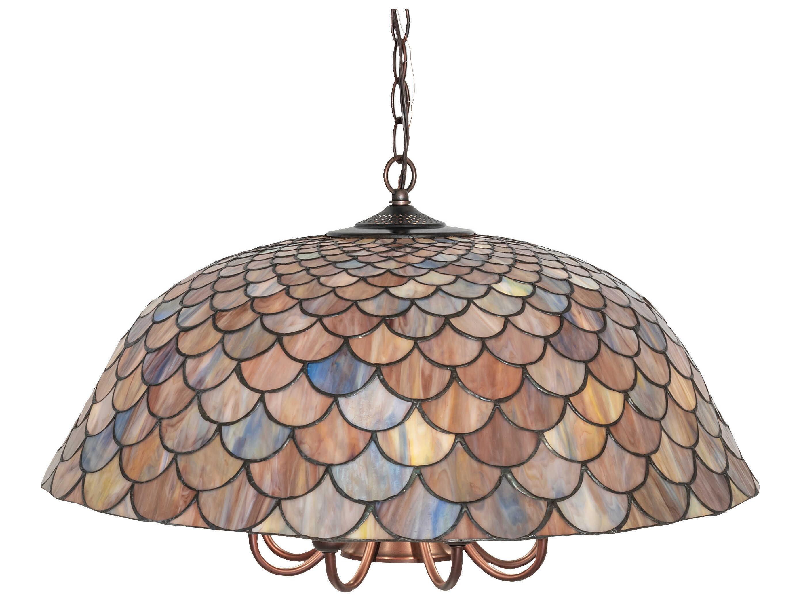 Meyda Tiffany Fishscale 8 1-Light Mahogany Bronze Glass Dome Chandelier