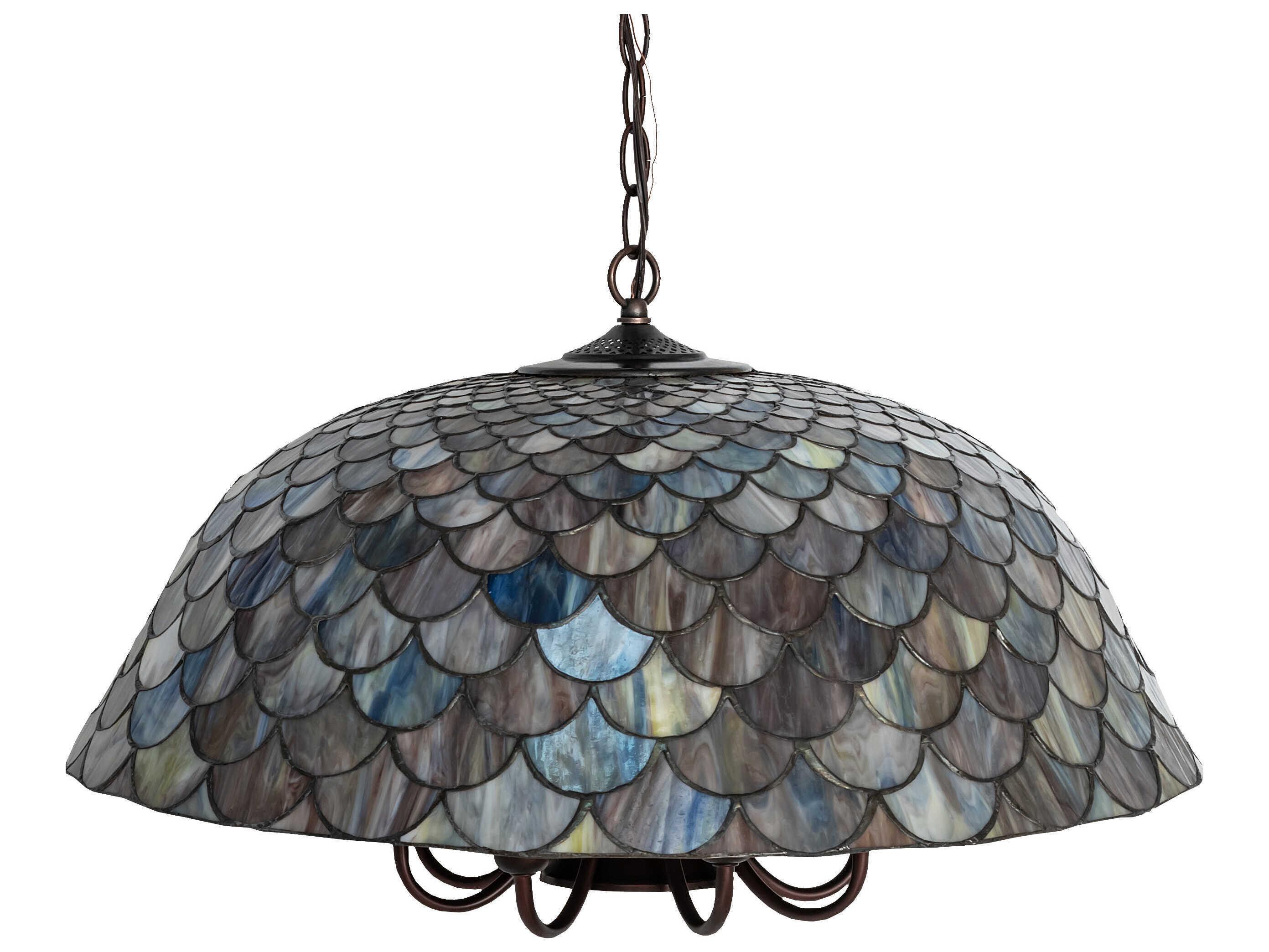 Meyda Tiffany Fishscale 8 1-Light Mahogany Bronze Glass Dome Chandelier