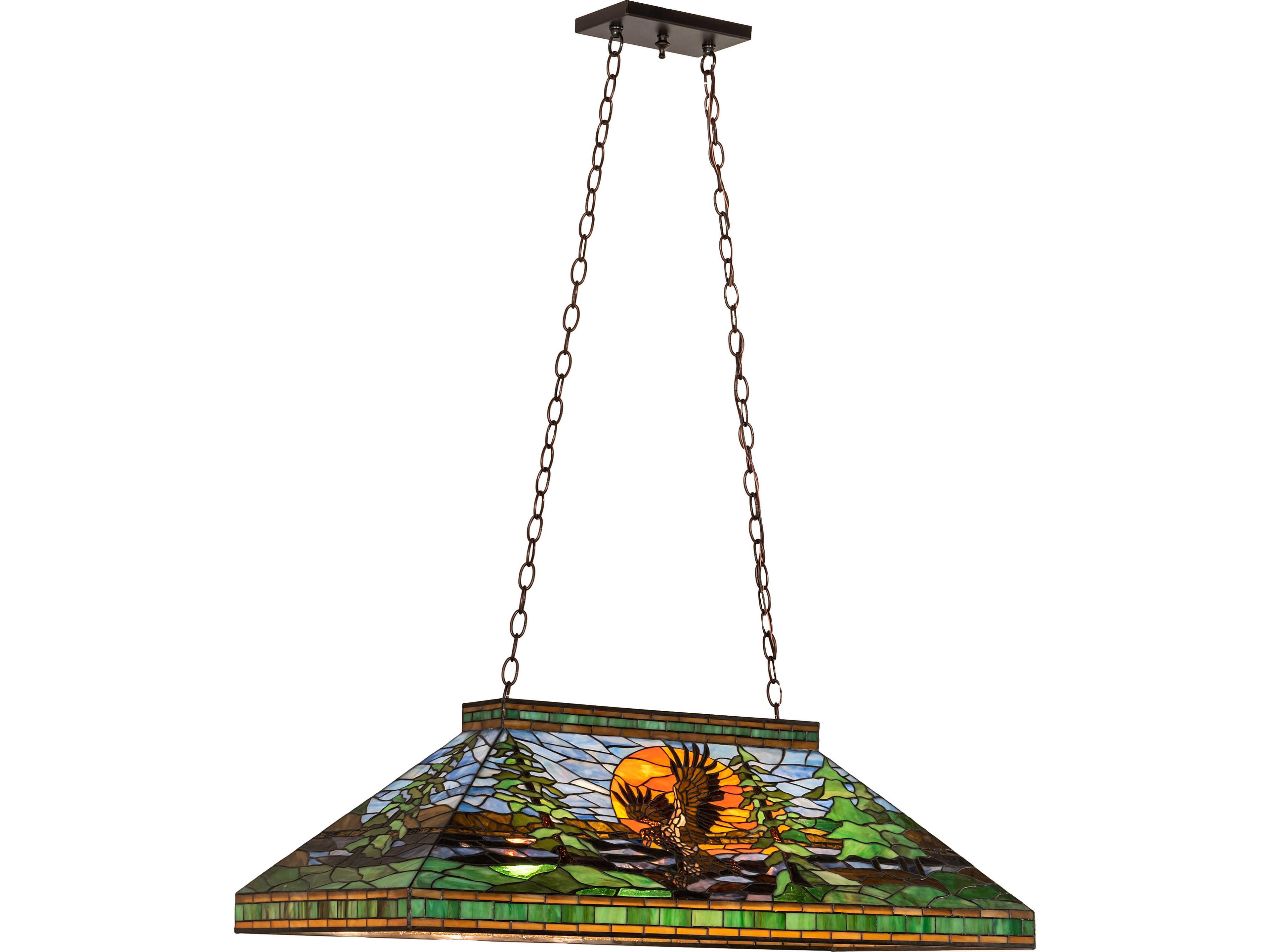 Meyda Eagle At Sunset at 3-Light Mahogany Bronze Traditional Linear Island Pendant