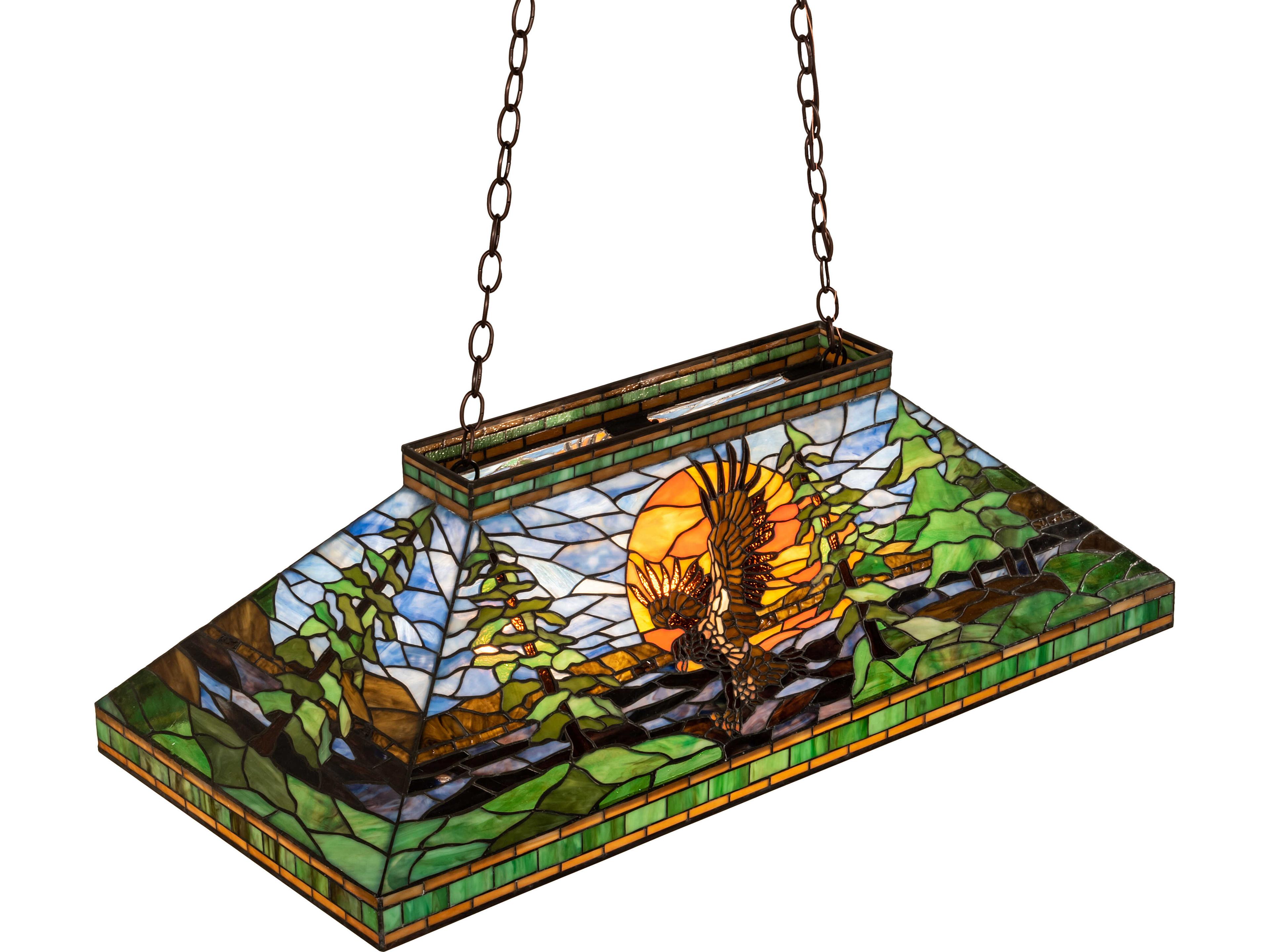 Meyda Eagle At Sunset at 3-Light Mahogany Bronze Traditional Linear Island Pendant