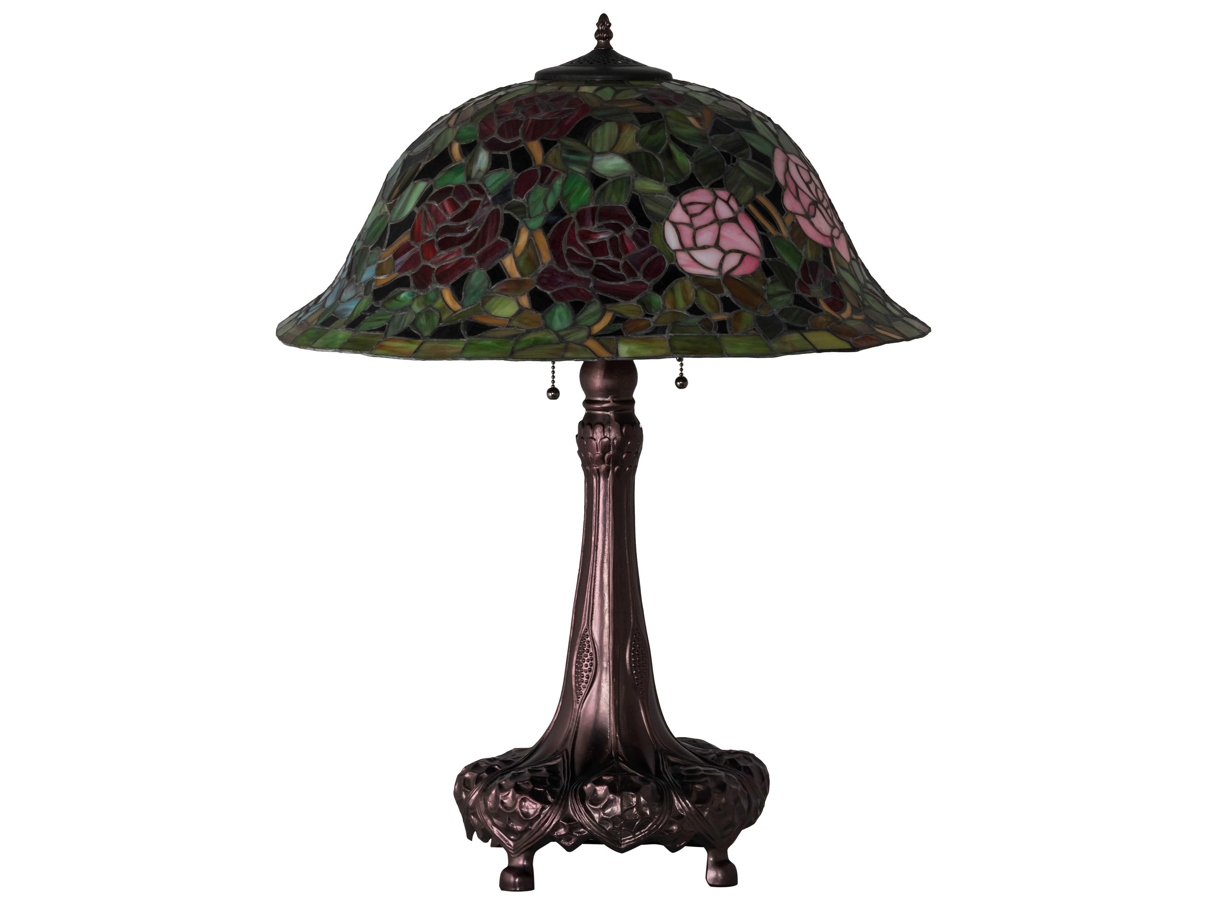 Meyda Tiffany Rosebush Glass Mahogany Bronze Buffet Lamp