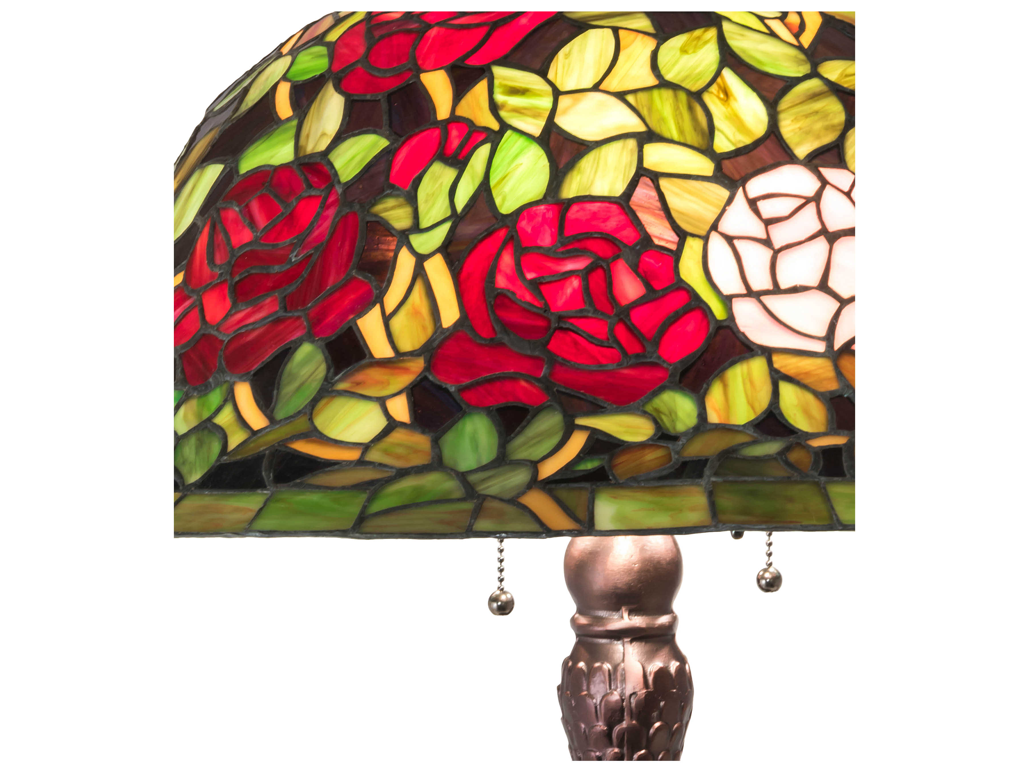 Meyda Tiffany Rosebush Glass Mahogany Bronze Buffet Lamp