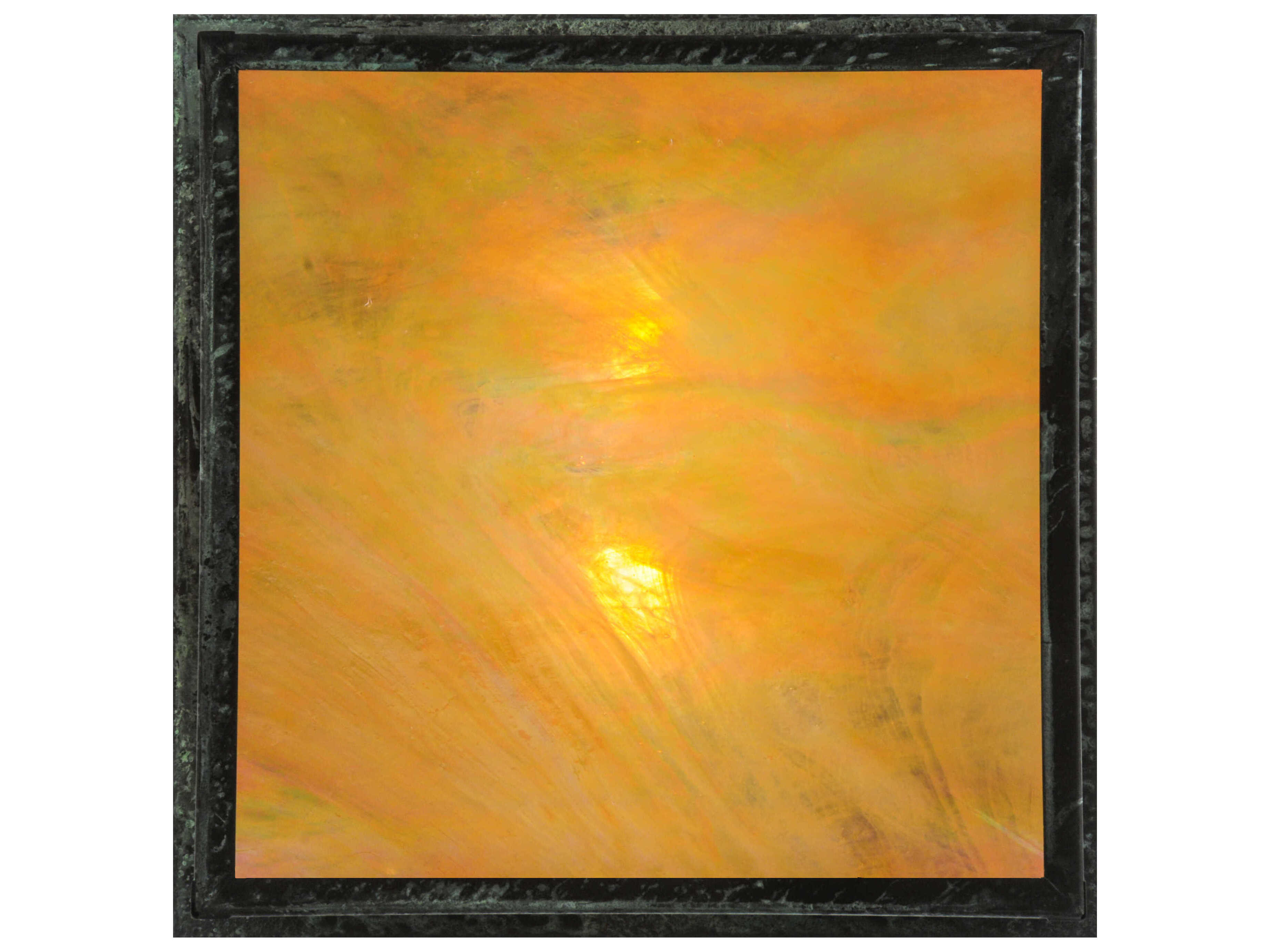 Meyda Double Bar Mission Verdigris Black Glass Flush Mount