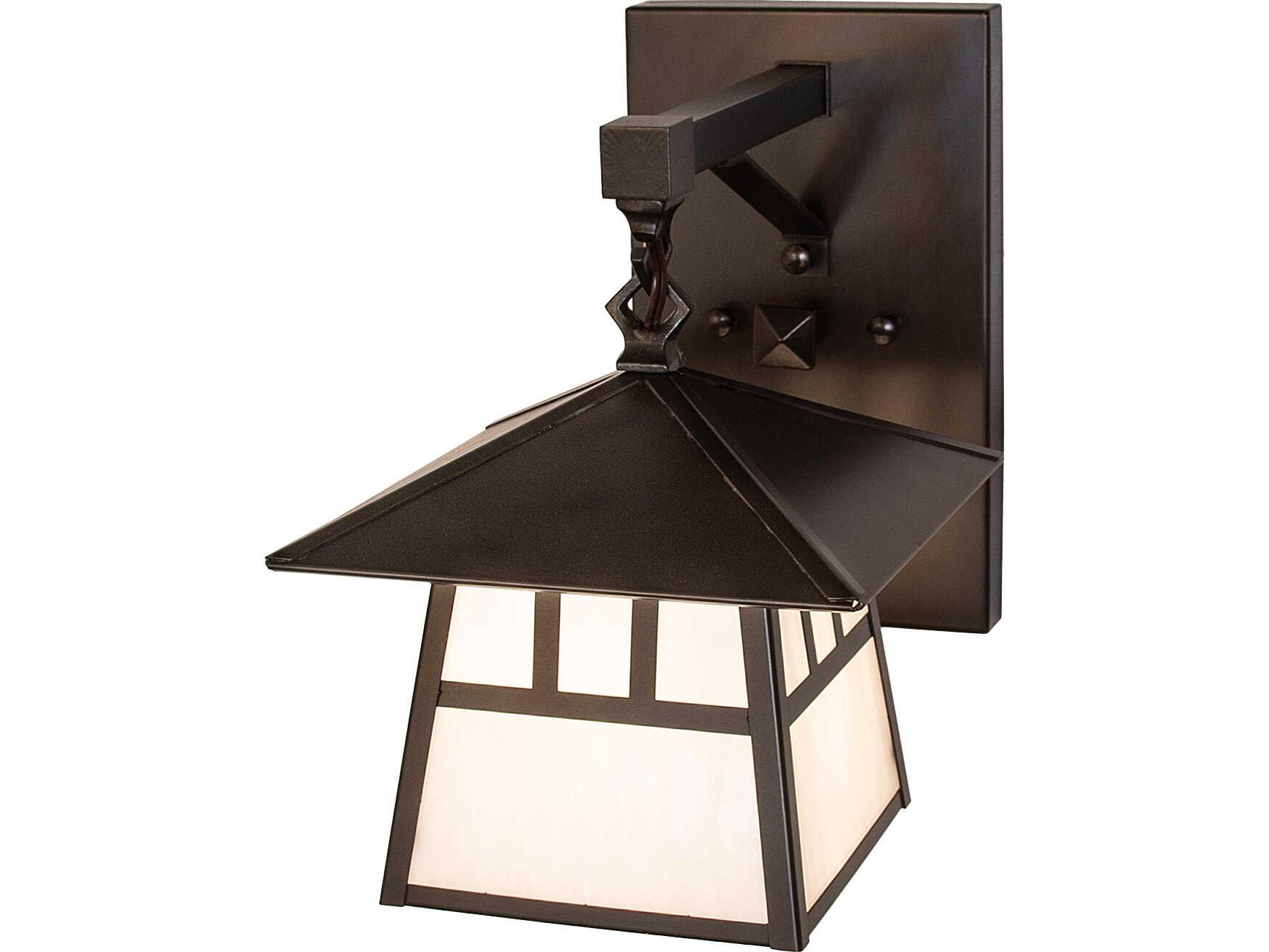 Meyda Stillwater 1-Light White Art Glass Brown Traditional Wall Sconce