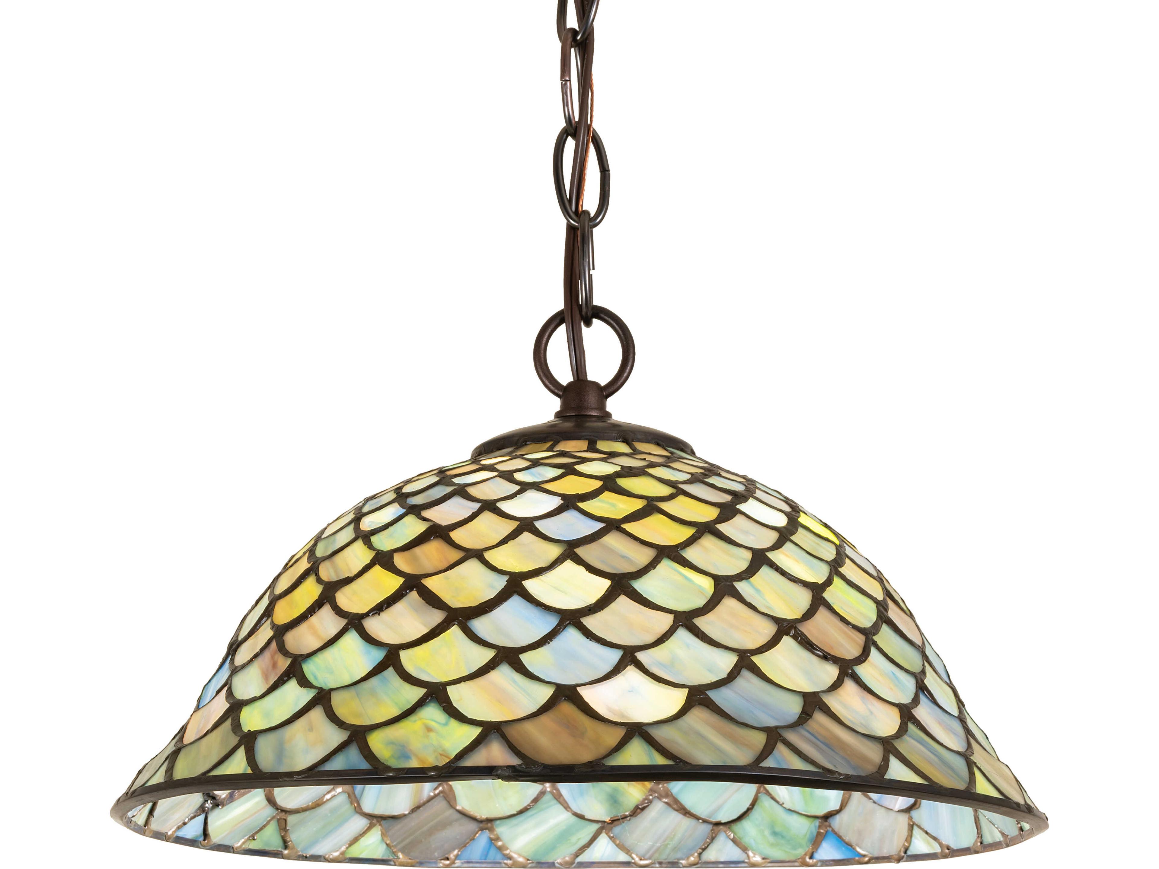 Meyda Tiffany Fishscale 1-Light Green Mini Pendant