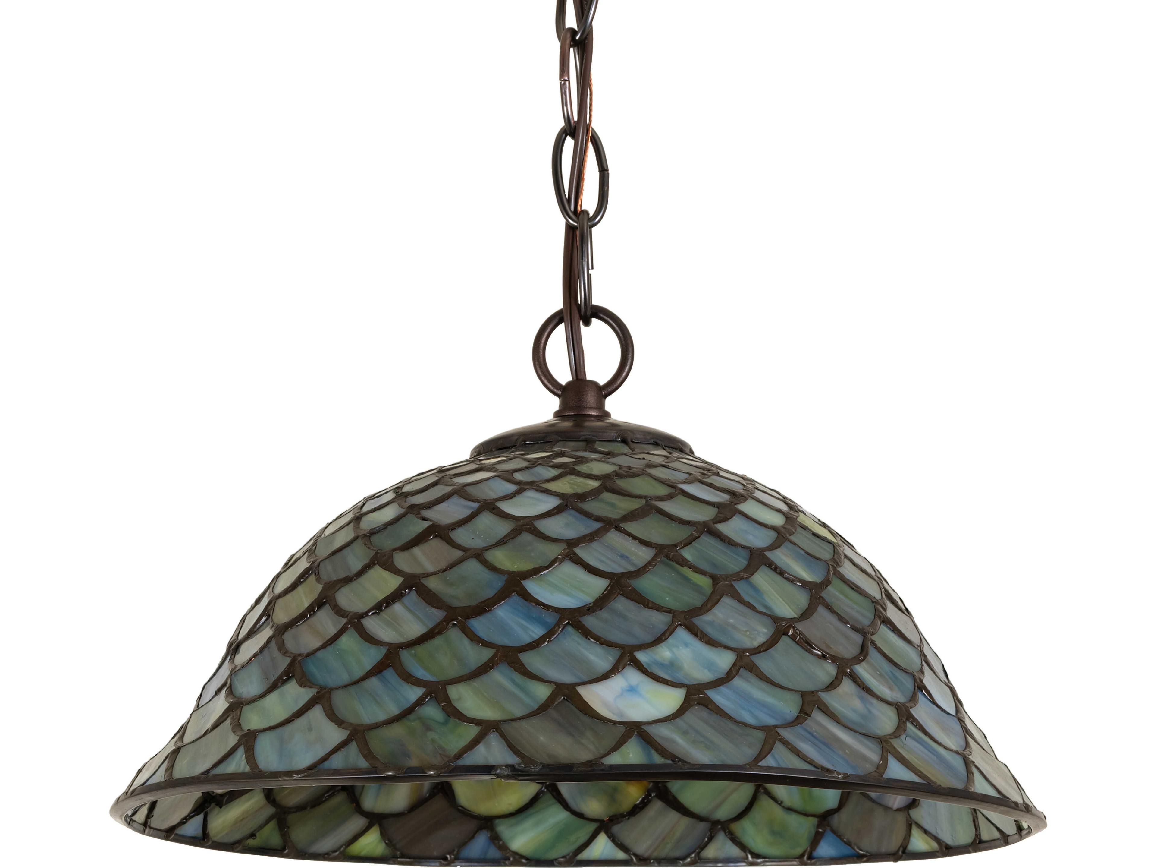 Meyda Tiffany Fishscale 1-Light Green Mini Pendant