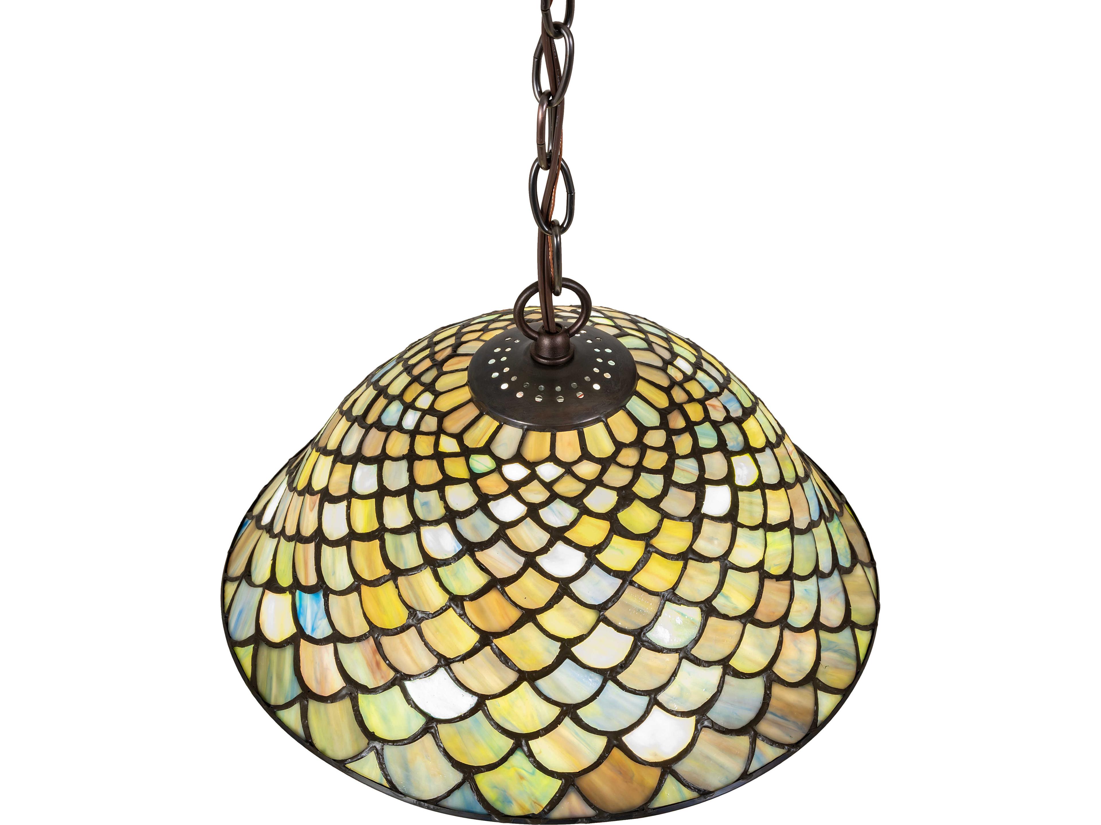 Meyda Tiffany Fishscale 1-Light Green Mini Pendant