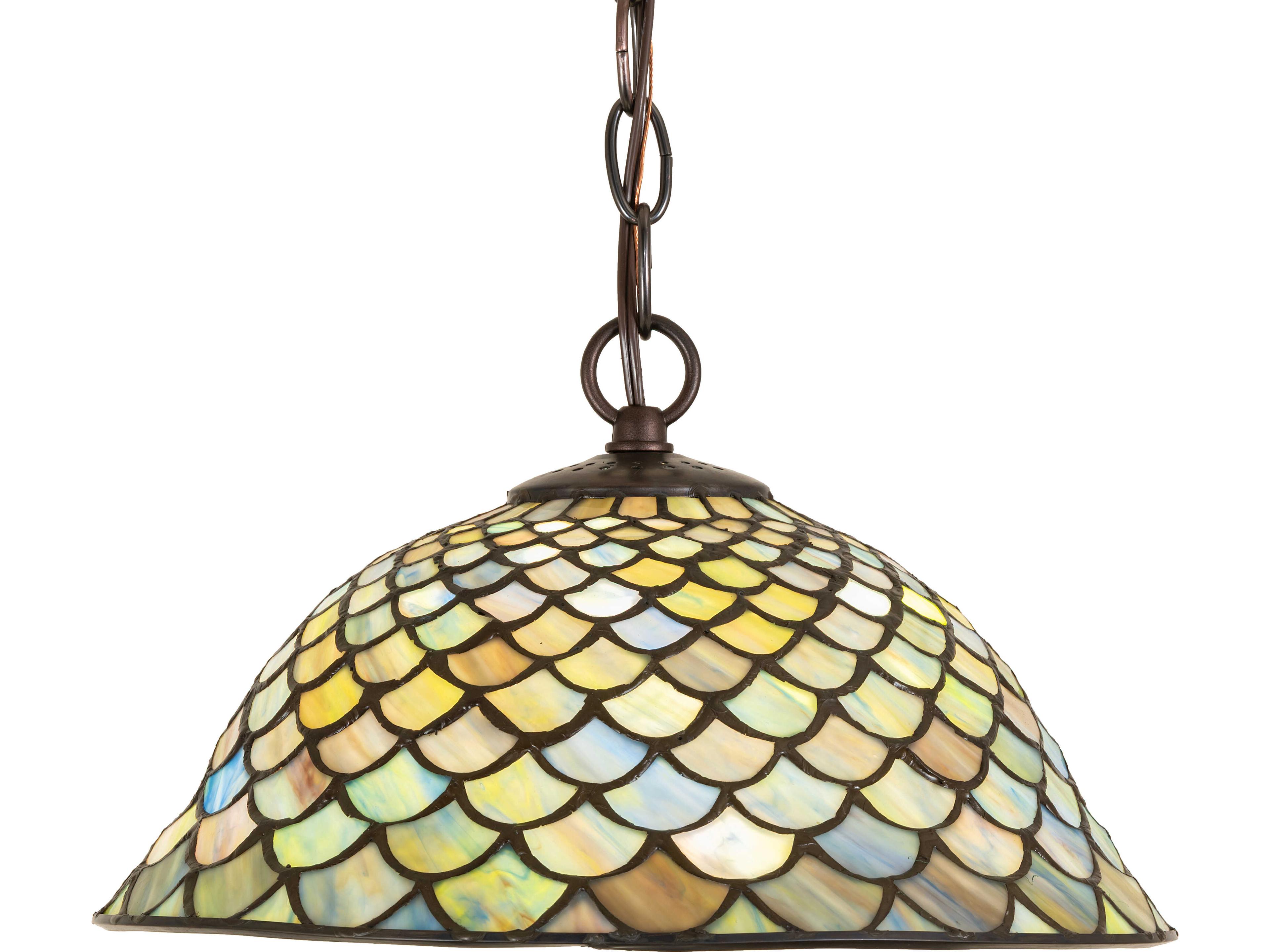 Meyda Tiffany Fishscale 1-Light Green Mini Pendant
