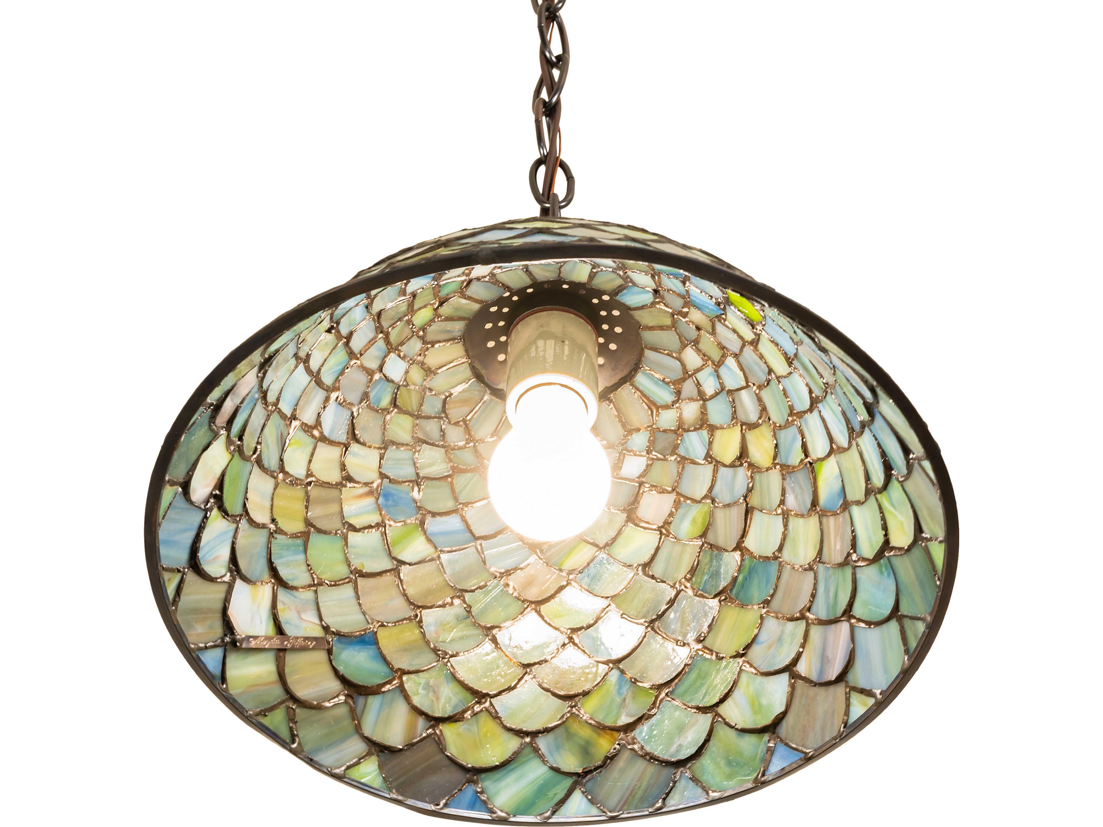 Meyda Tiffany Fishscale 1-Light Green Mini Pendant
