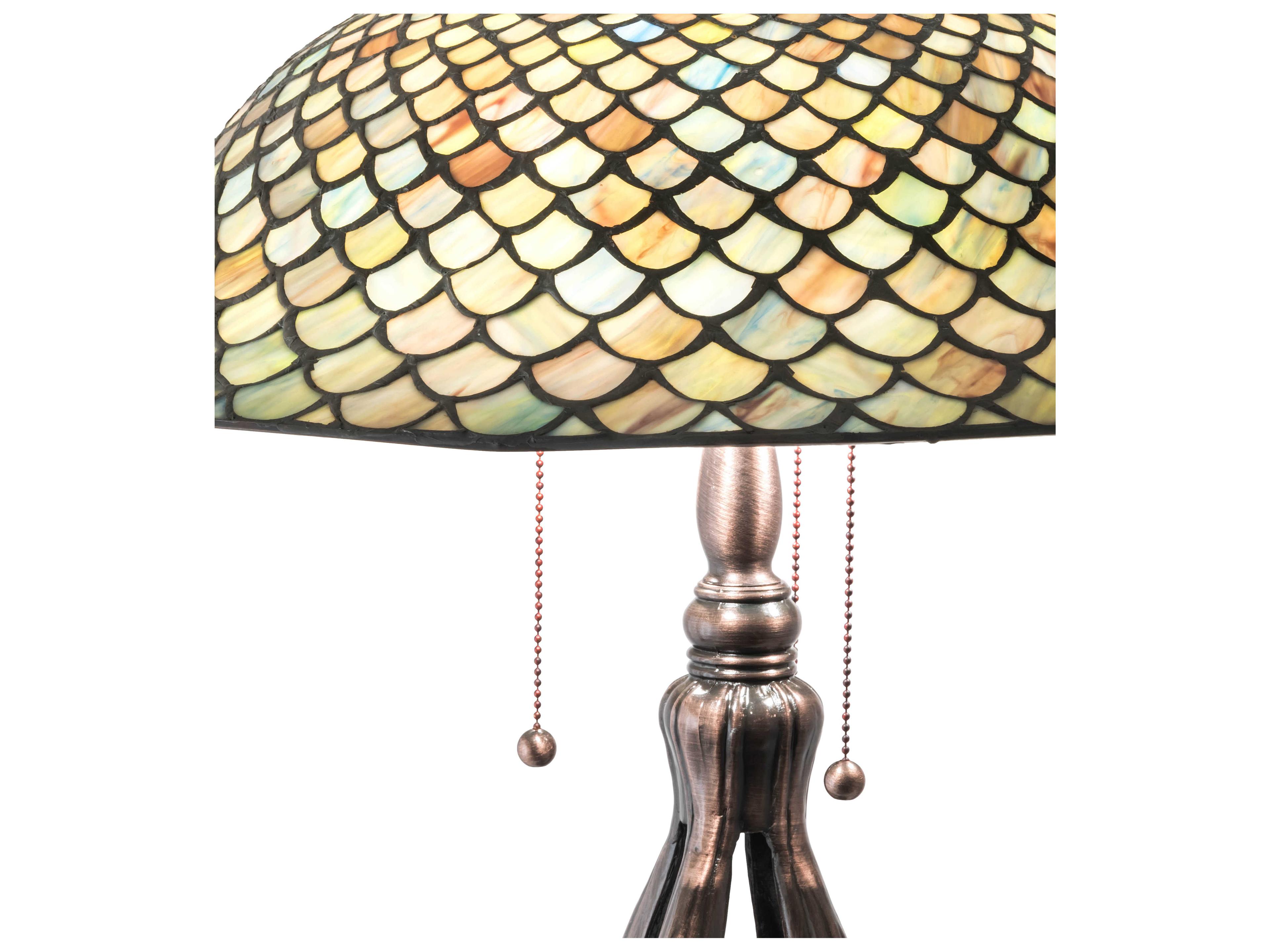 Meyda Fishscale Glass Tiffany Mahogany Bronze Buffet Lamp