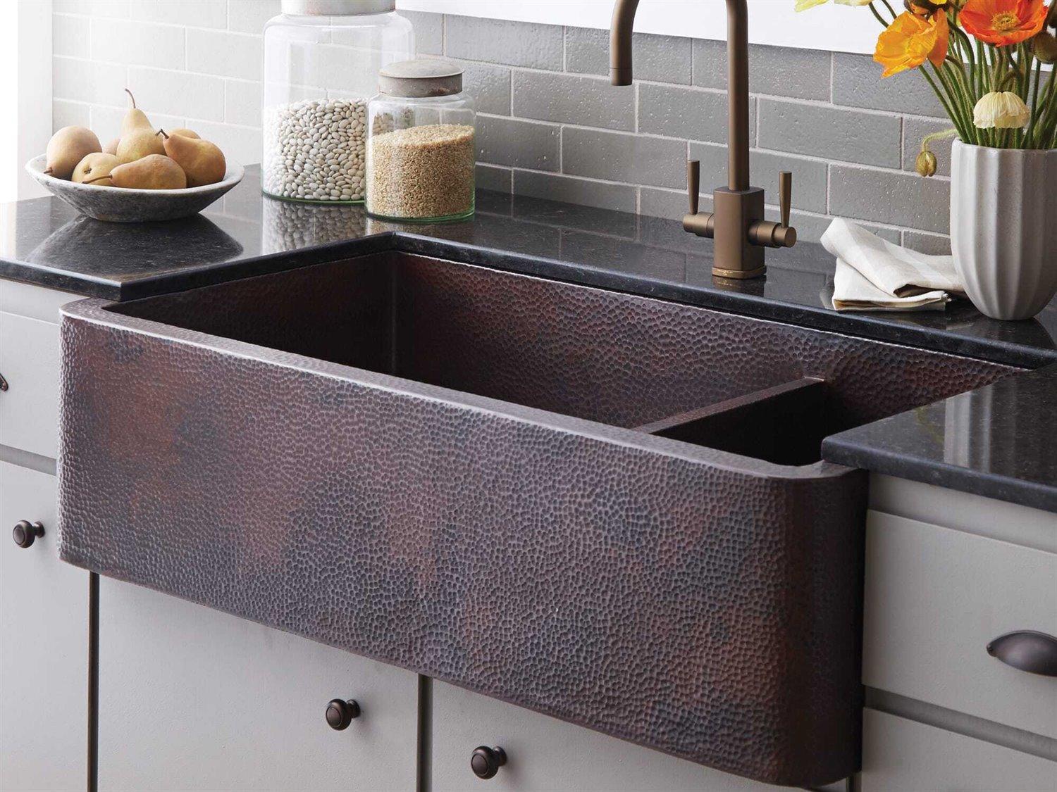 Native Trails Farmhouse Antique Copper Duet Pro Kitchen Sink