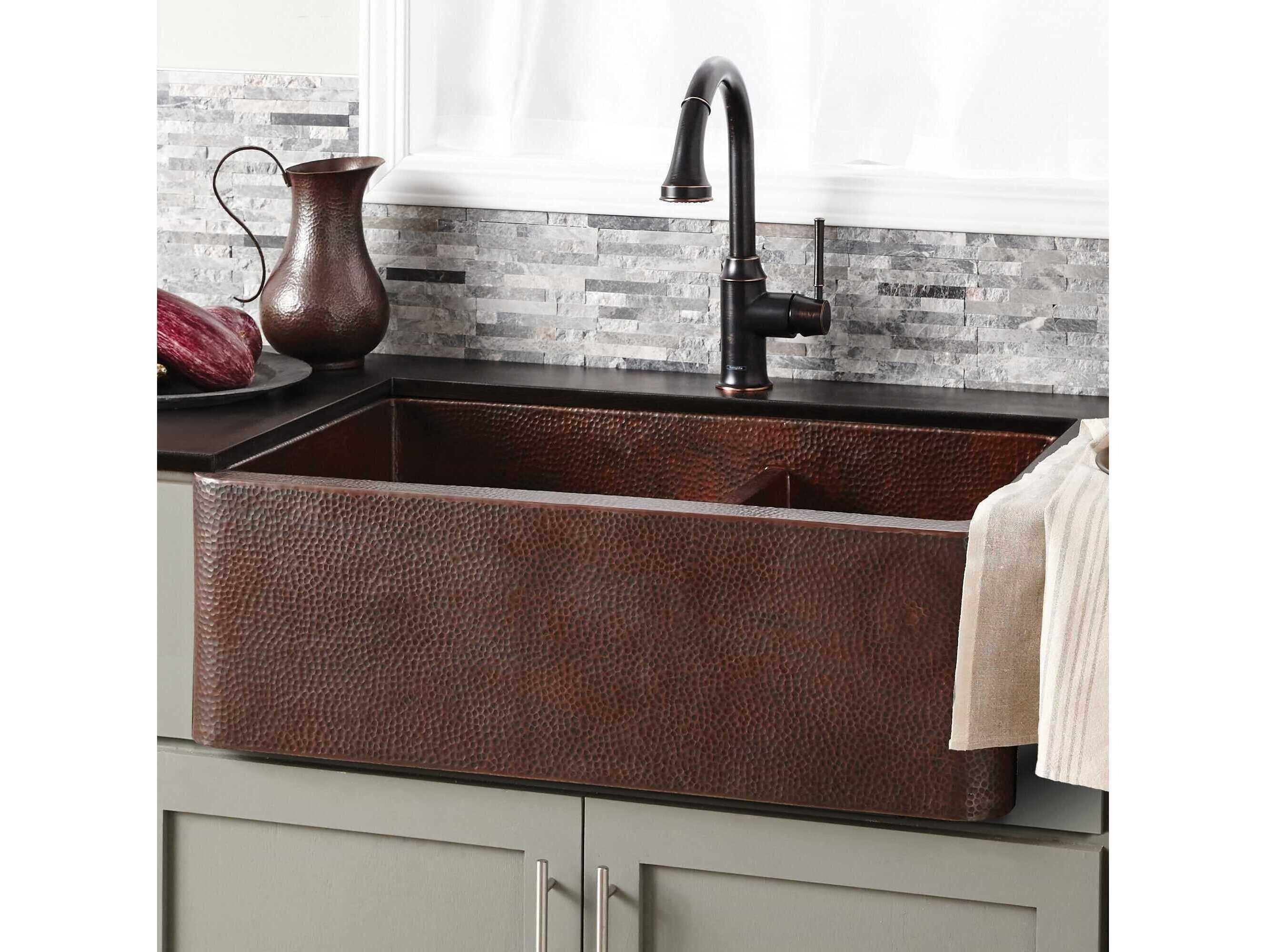 Native Trails Farmhouse Antique Copper Duet Kitchen Sink