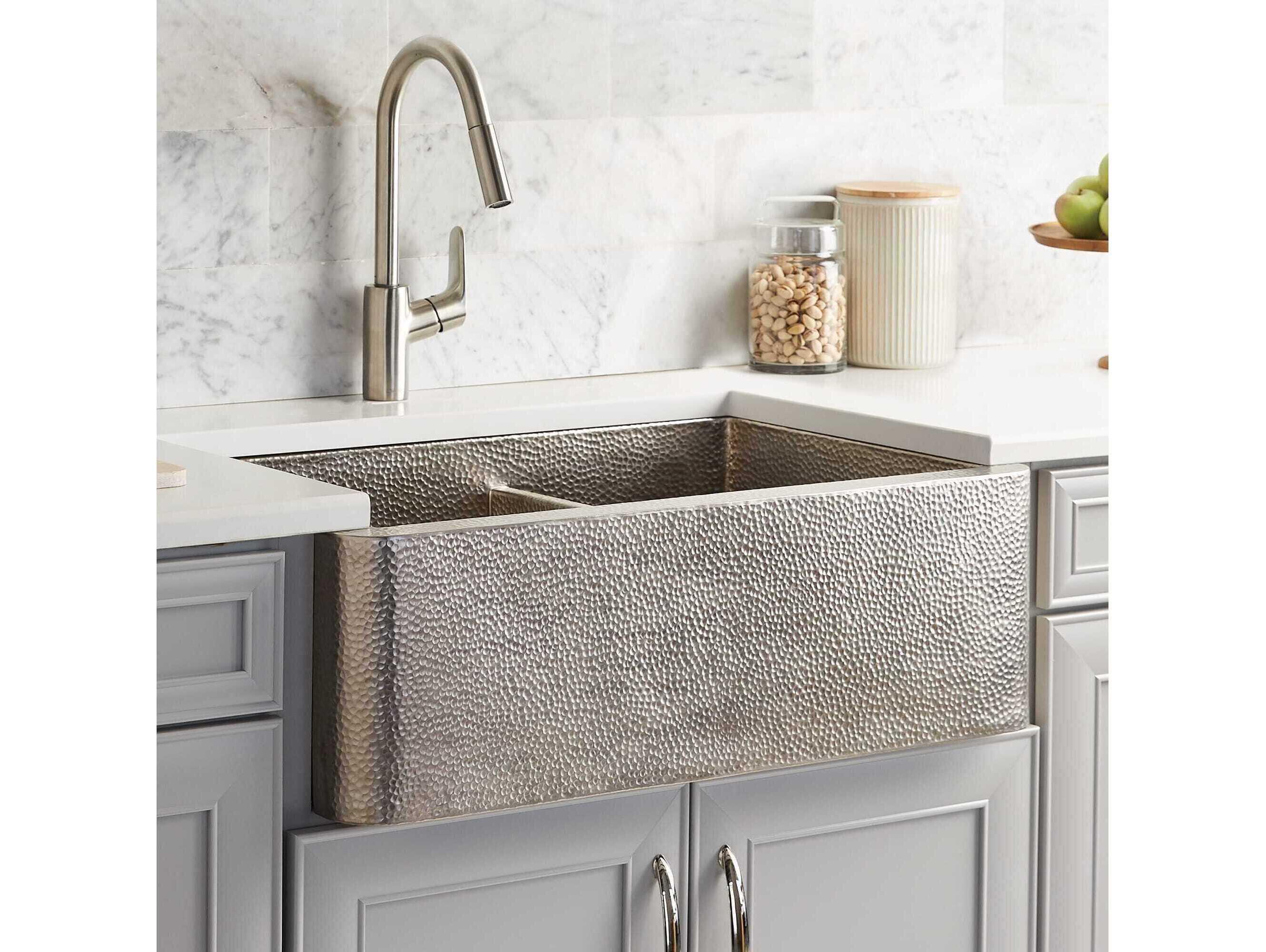 Native Trails Farmhouse Brushed Nickel Duet Kitchen Sink