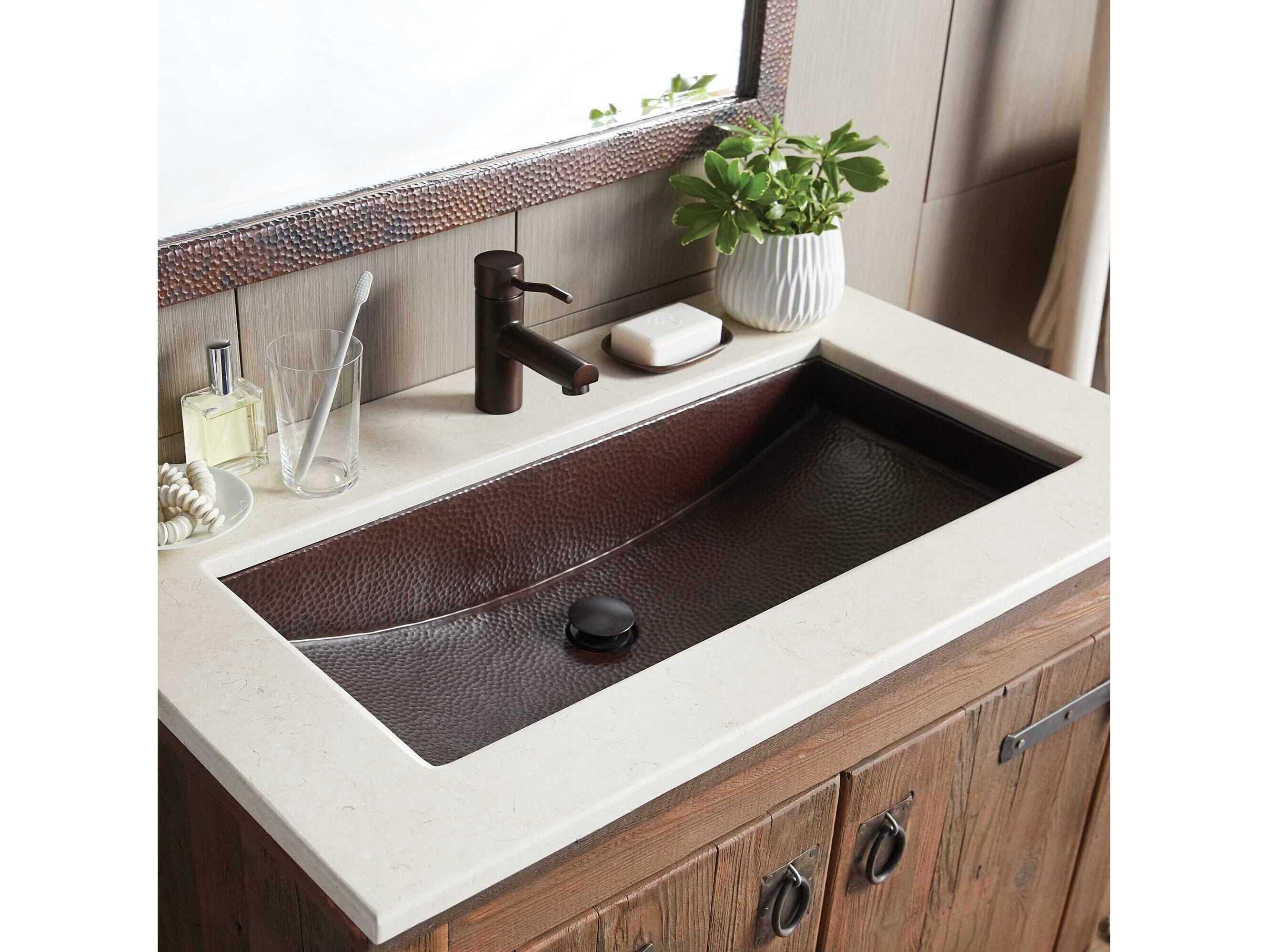 Native Trails Trough Antique Copper Bathroom Sink