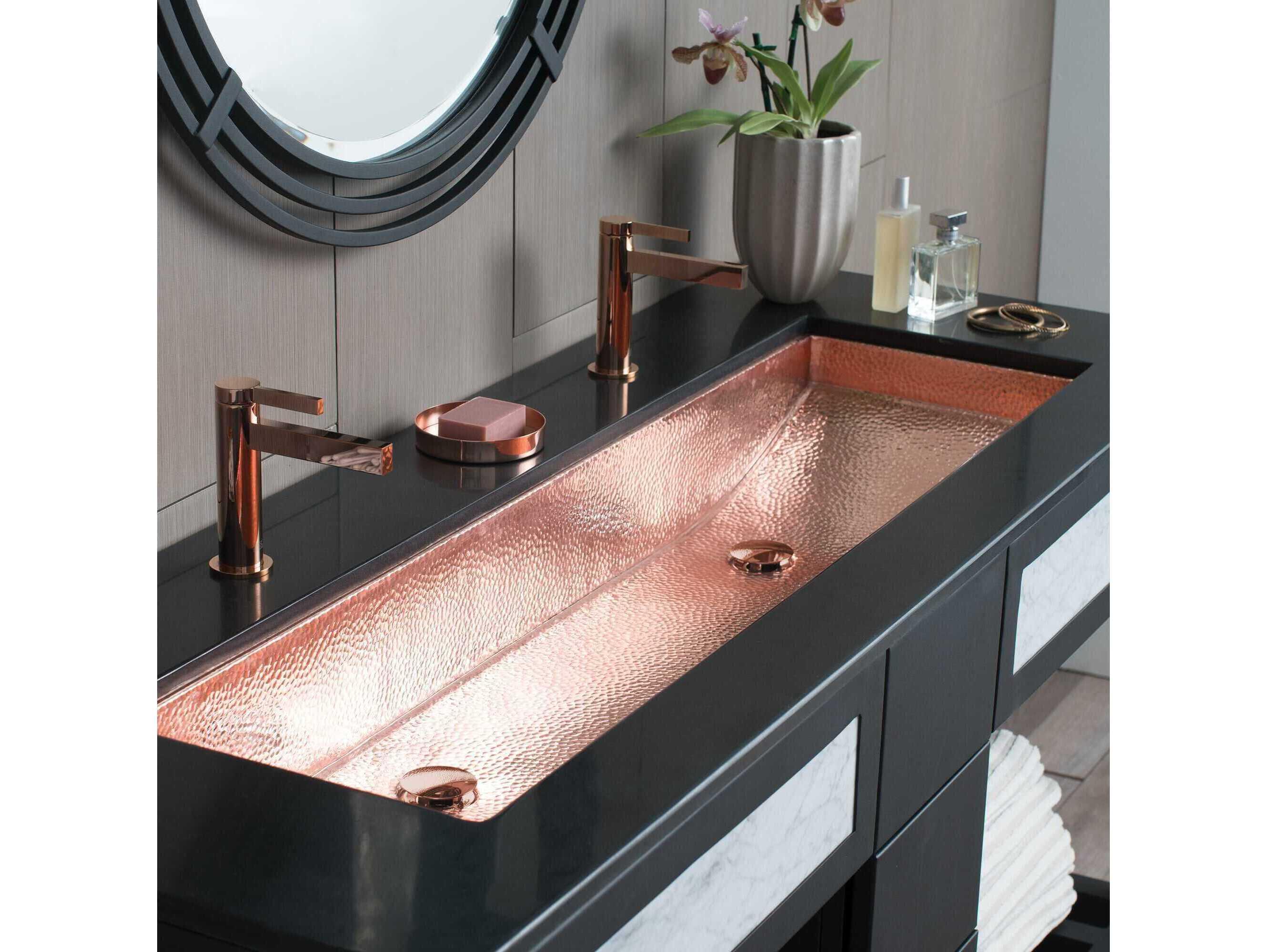 Native Trails Trough Polished Copper Bathroom Sink