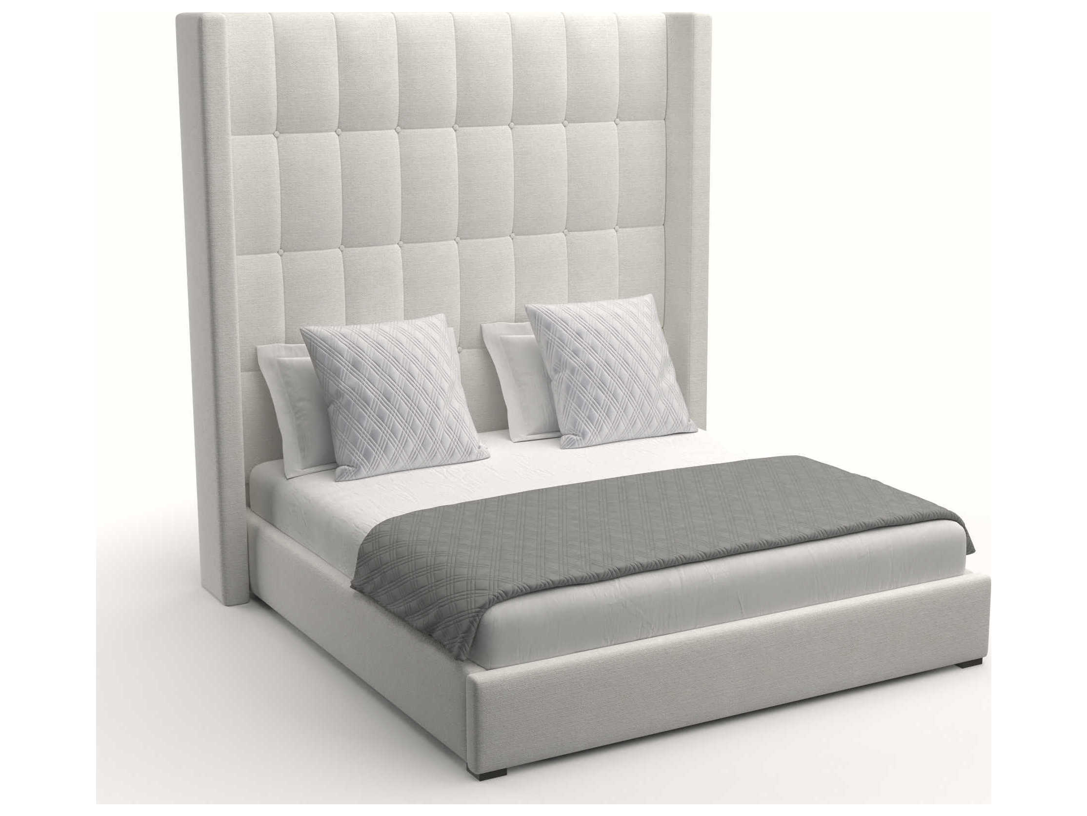 Nativa Interiors Aylet Box Tufted High Brown Upholstered Panel Bed