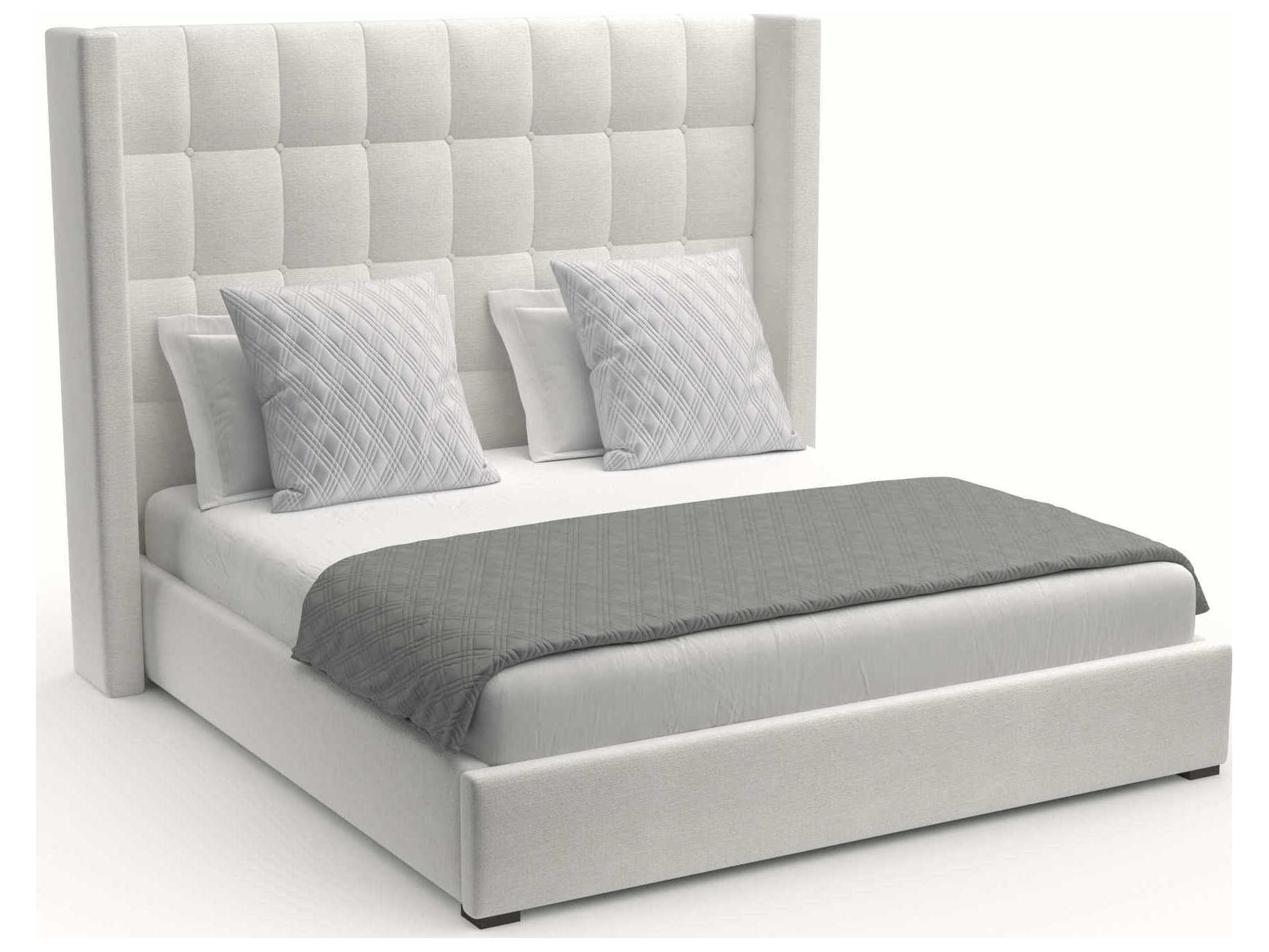 Nativa Interiors Aylet Box Tufted High Brown Upholstered Panel Bed