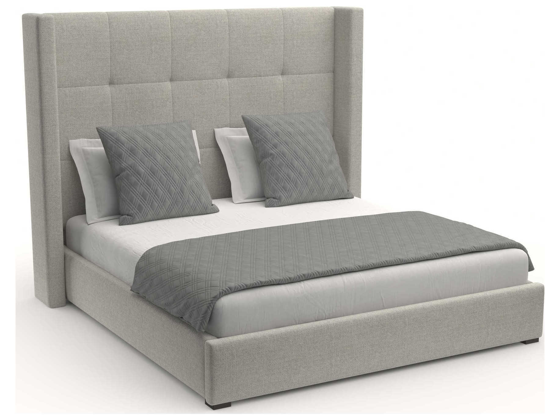 Nativa Interiors Aylet Button Tufted High Brown Upholstered Panel Bed