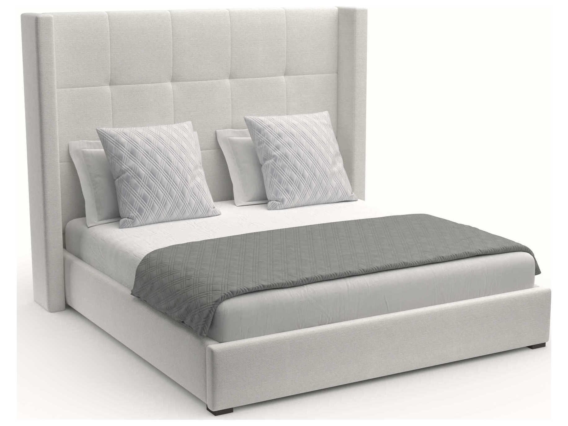 Nativa Interiors Aylet Button Tufted High Brown Upholstered Panel Bed