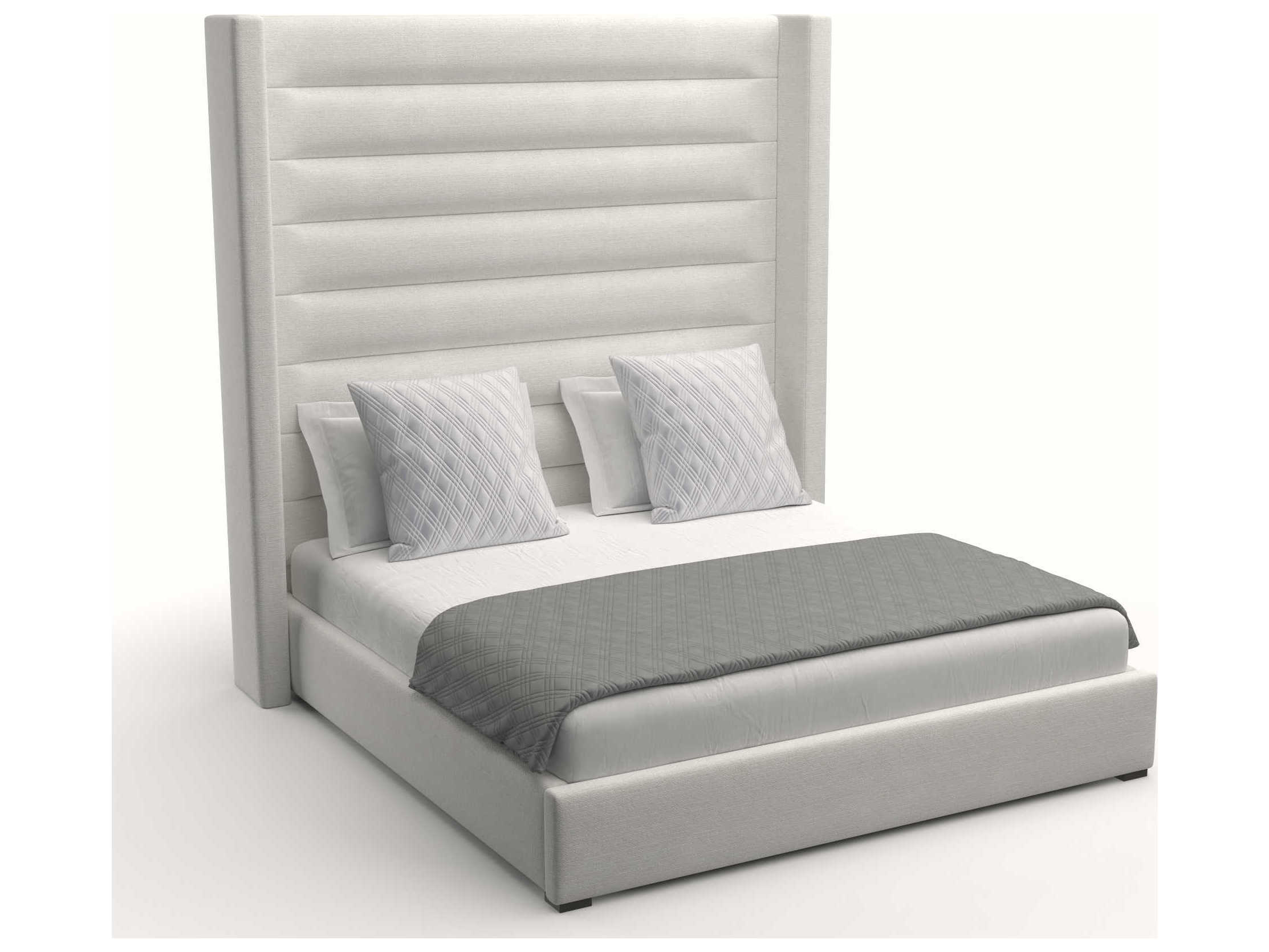 Nativa Interiors Aylet Horizontal Channel Tufted High Brown Upholstered Panel Bed