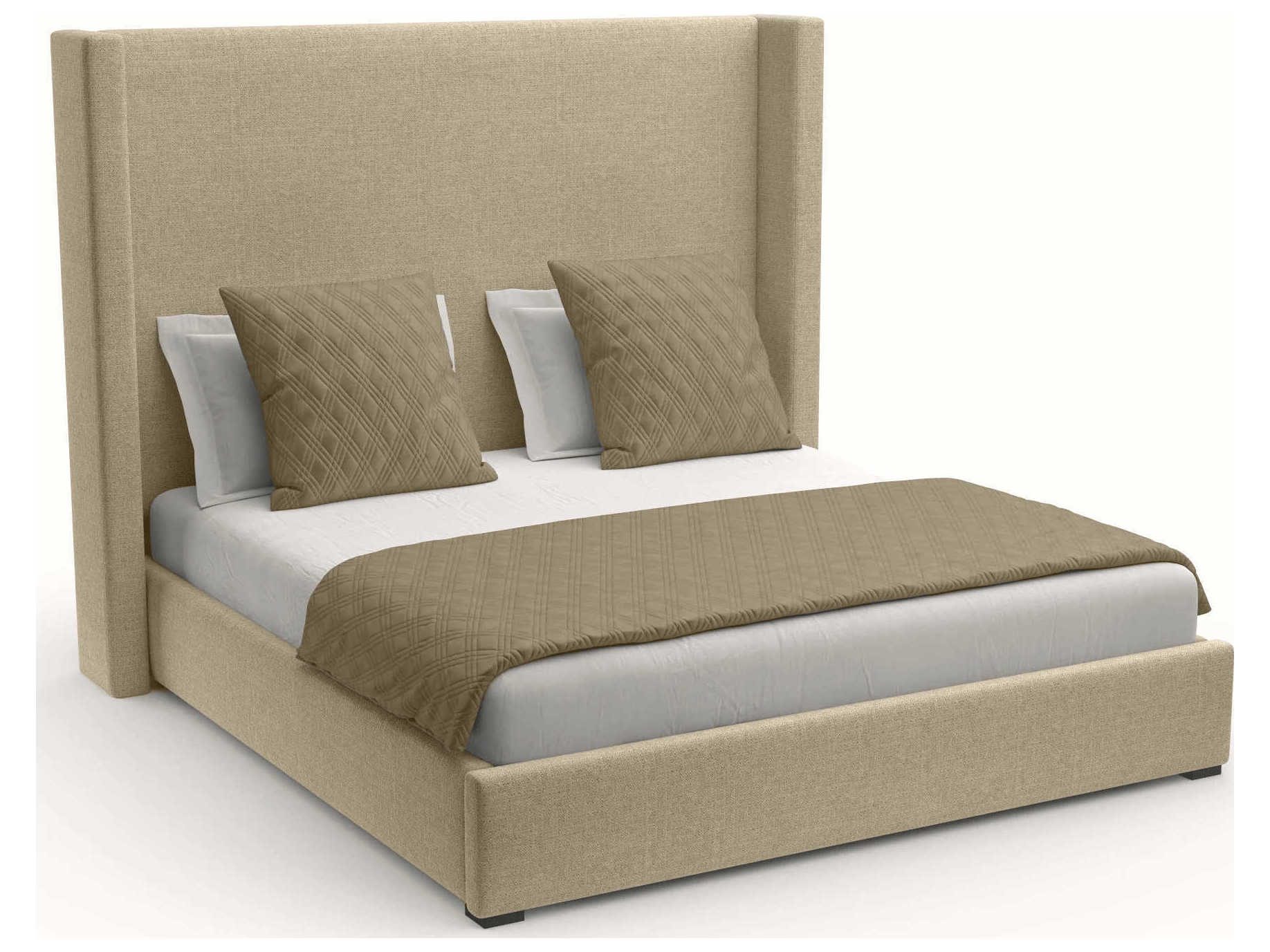 Nativa Interiors Aylet Plain High Brown Upholstered Panel Bed