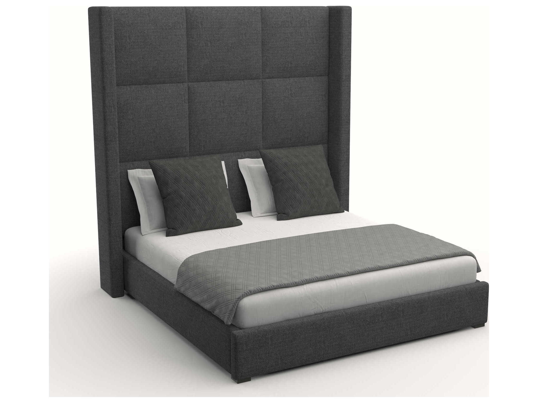 Nativa Interiors Aylet Square Tufted High Brown Upholstered Panel Bed