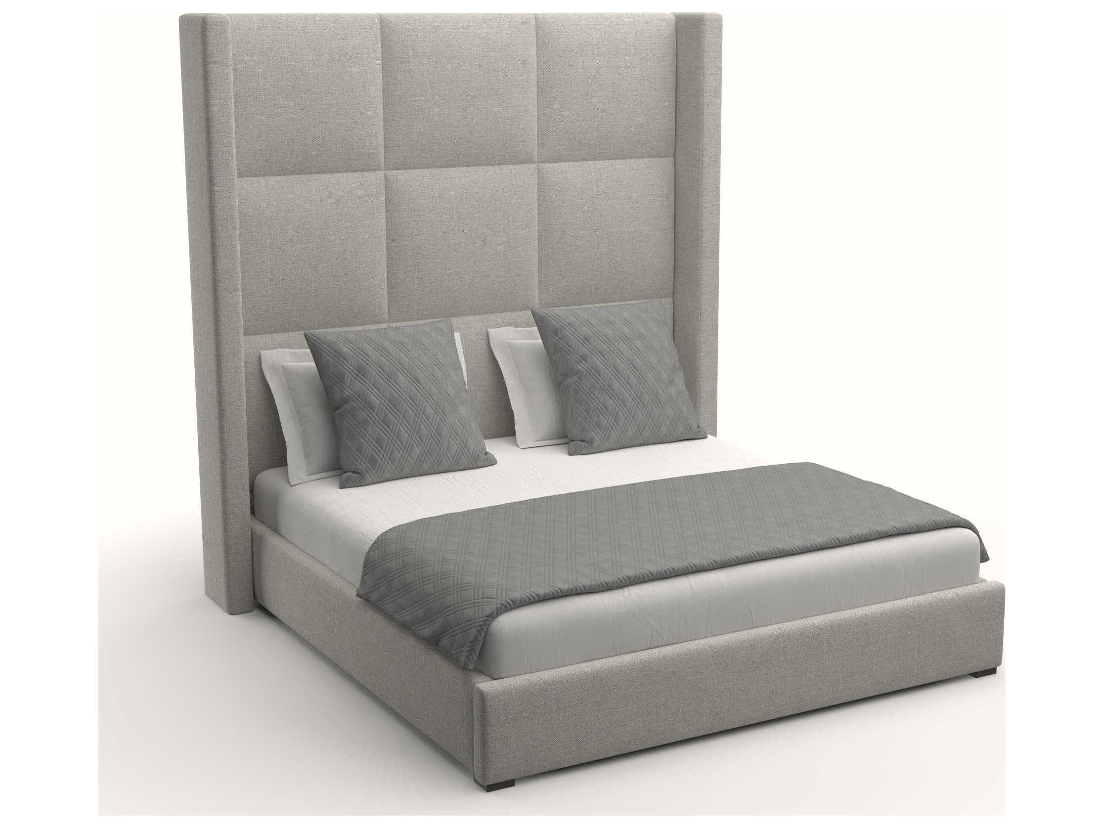 Nativa Interiors Aylet Square Tufted High Brown Upholstered Panel Bed