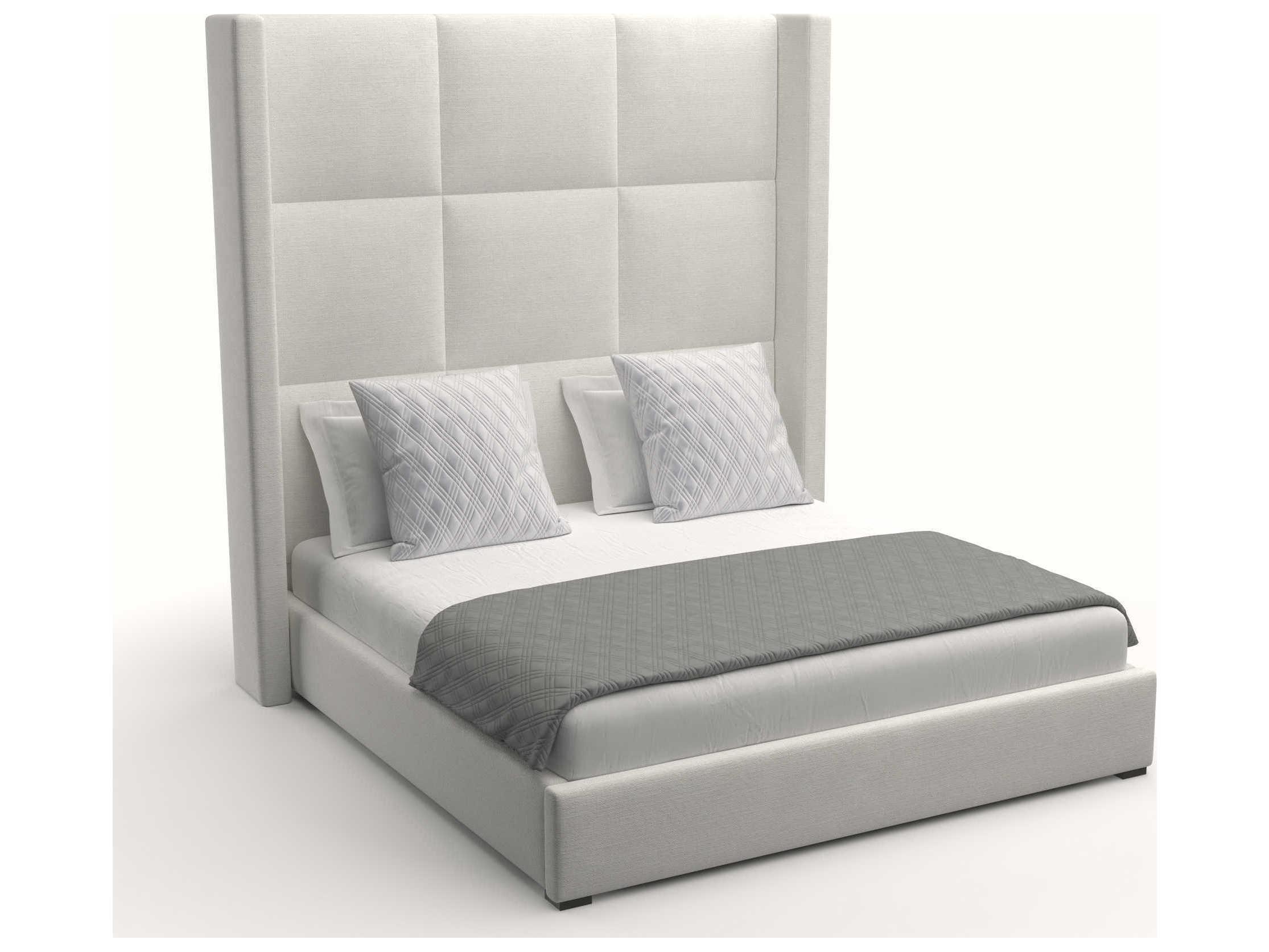 Nativa Interiors Aylet Square Tufted High Brown Upholstered Panel Bed