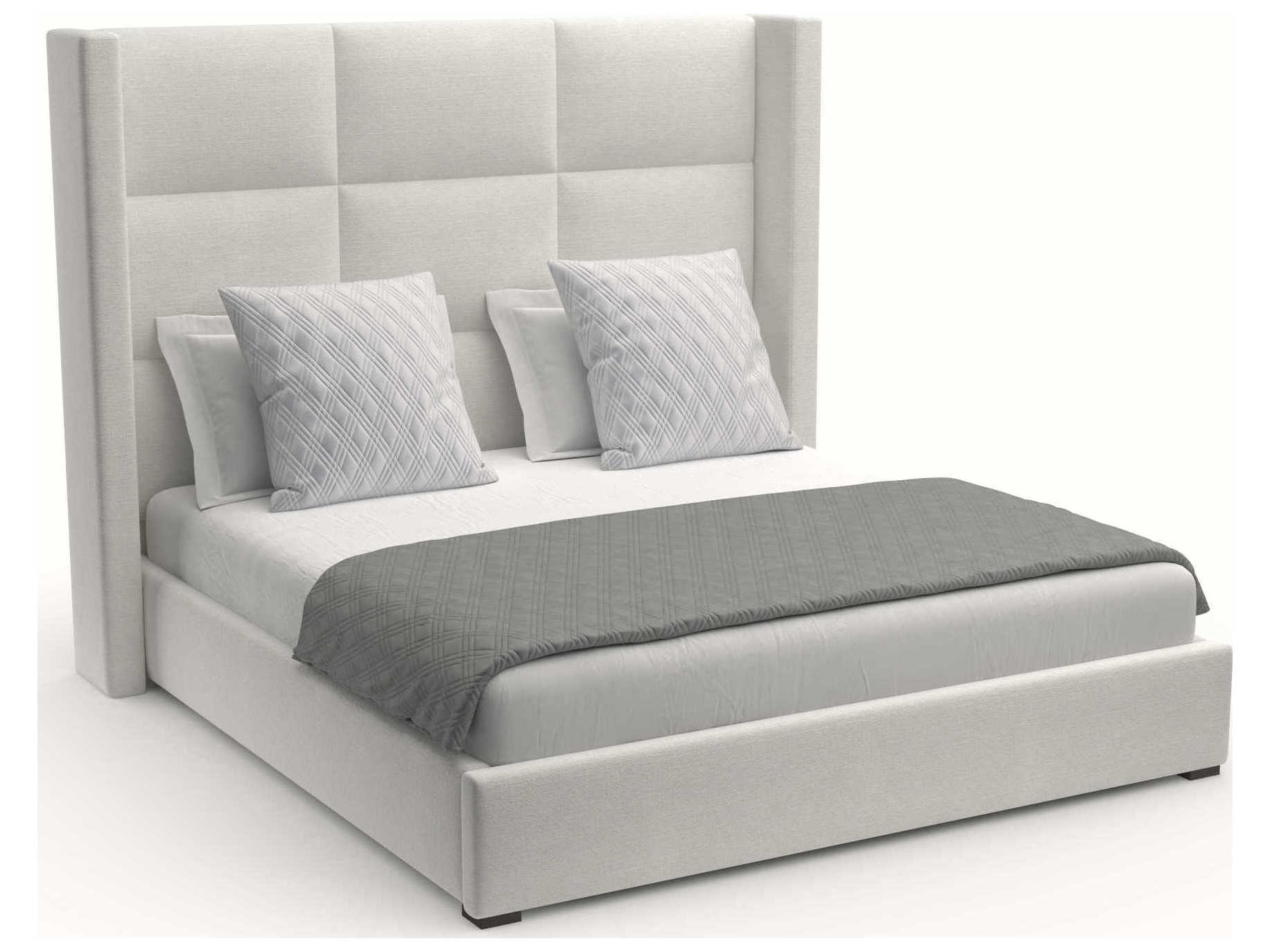 Nativa Interiors Aylet Square Tufted High Brown Upholstered Panel Bed